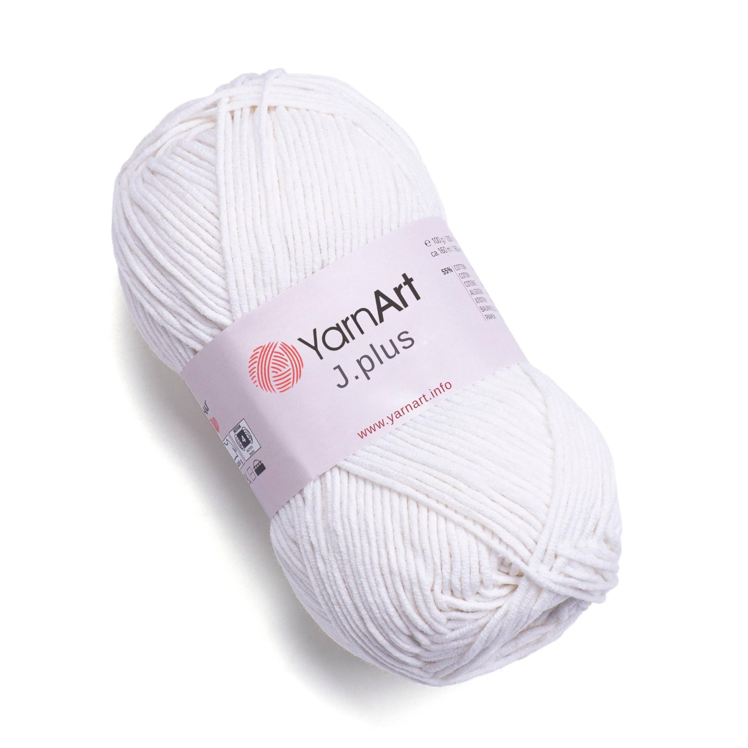 YarnArt J. Plus Soft Cotton Blend Yarn – 100g (3.5oz) 160m (174yds), 55% Cotton 45% Acrylic – Worsted Weight #4 – Ideal for Amigurumi, Baby Projects, Knitting & Crochet – Durable & Smooth (1)