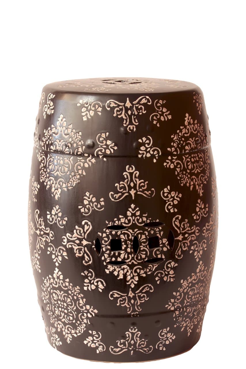 Urban Trends 70609 Decorative Ceramic Garden Stool Black & White