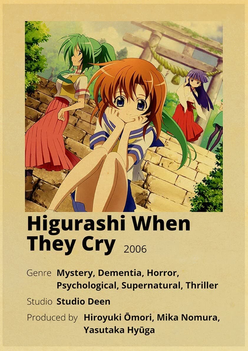 VOLTX DESIGN - Printed Vintage Anime Higurashi No Naku Koro Ni Metal Wall Poster | Wall Art (15x20CM A4) (Without Frame) (VTX-12008)
