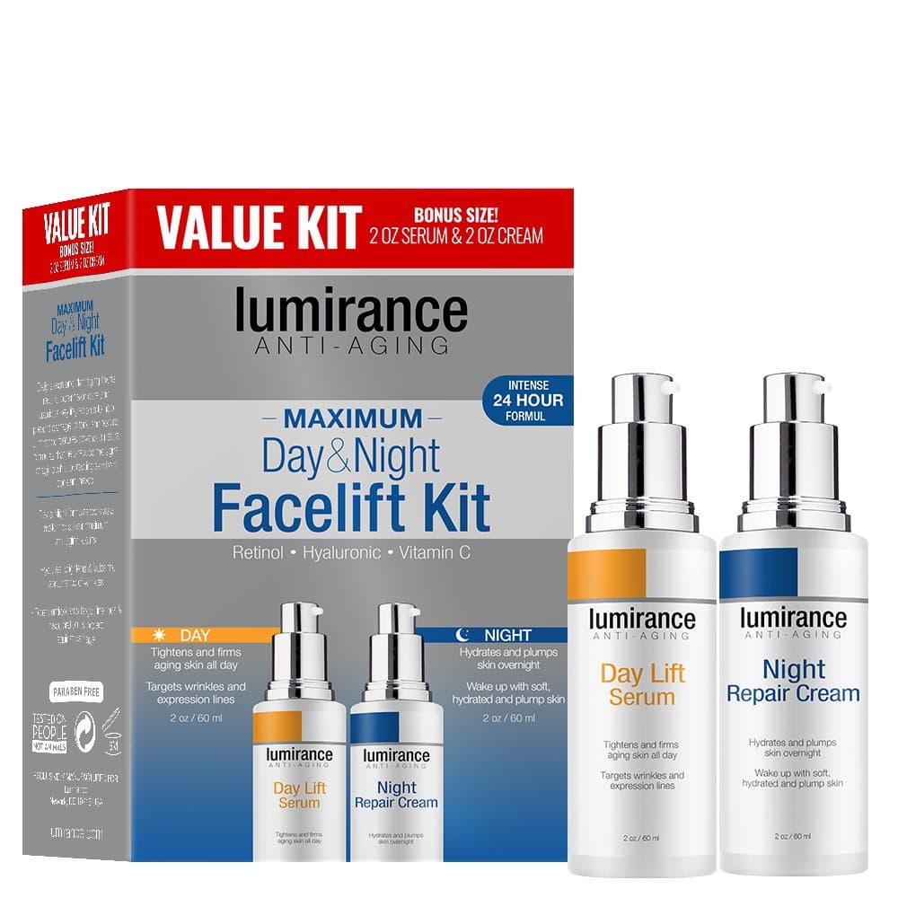 Anti-Aging Day & Night Facelift Kit with Retinol, Hyaluronic and Vitamin C 4oz / 120ml