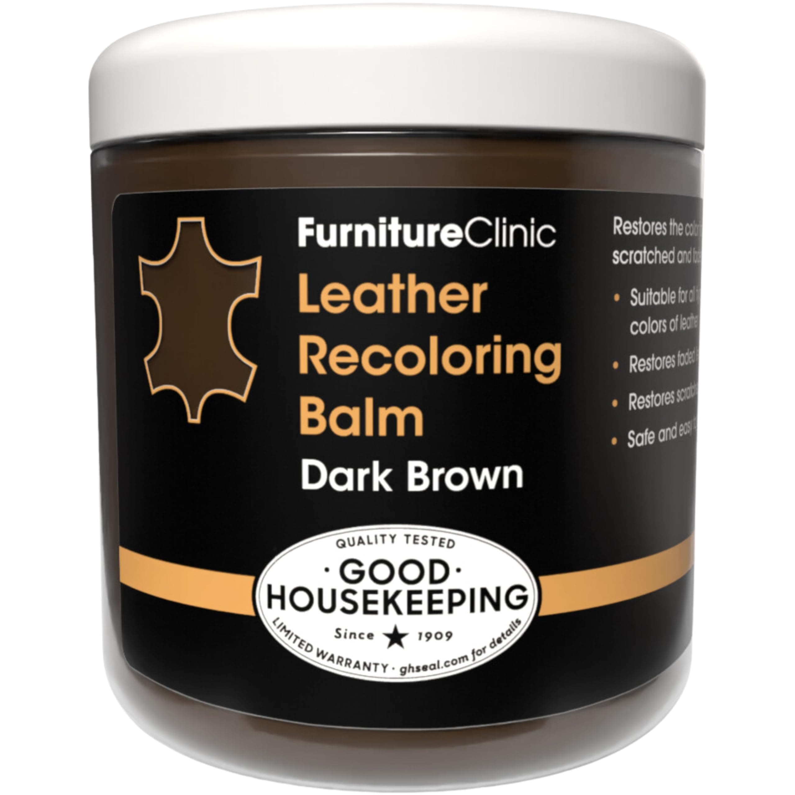 Furniture Clinic Leather Re-coloring Balm (8.5 Fl. Oz, 250ml, Dark Brown)