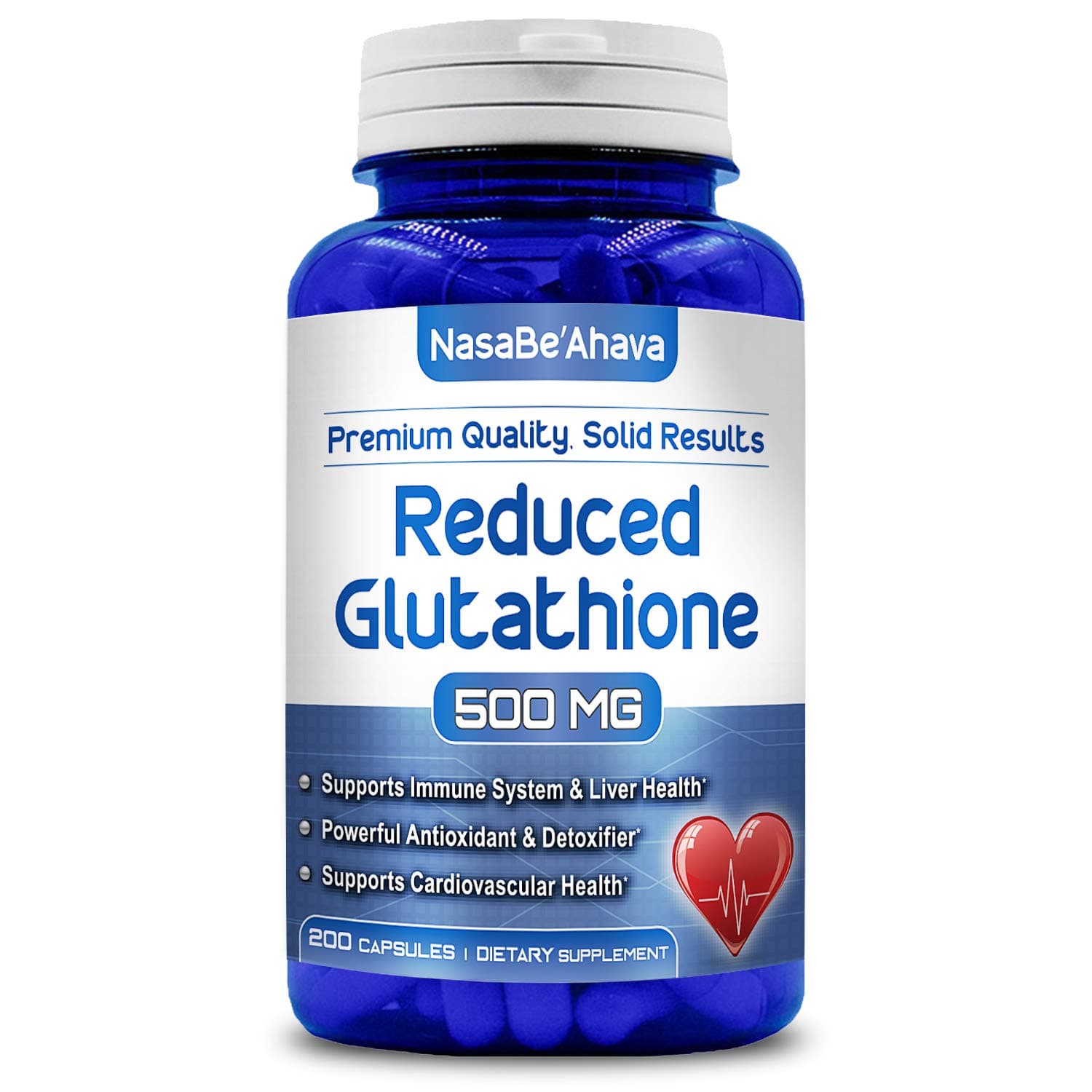 Reduced Glutathione 500mg - 200 Capsules Non-GMO & Gluten Free - Antioxidant L-Glutathione Supplement to Support Liver, Immune and Brain Function