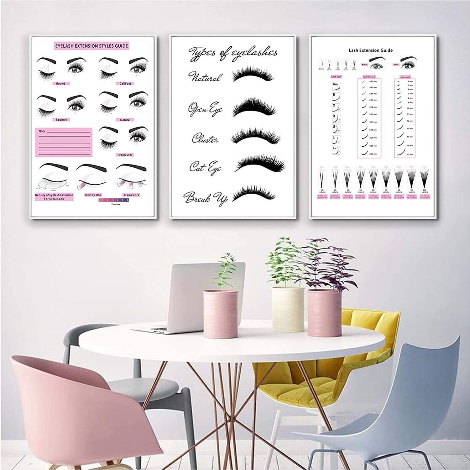 Beauty Salon Wall Art Decor Eyelash Extension Guide Posters Lash Extension Form Canvas Print Painting Decor Eyelash Technician Forms Modern Picture for Bedroom Women 35x50cm(14x20inch)x3 No Frame
