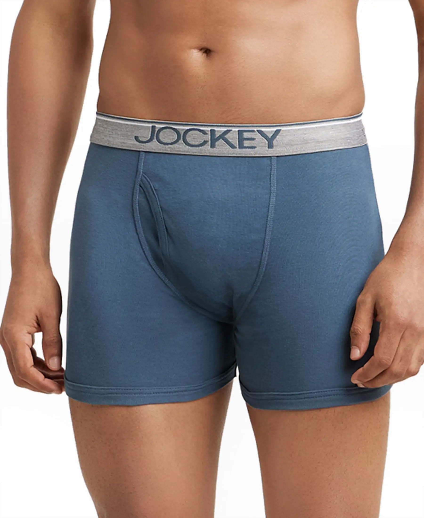 Jockey 8009 Men's Super Combed Cotton Rib Solid Boxer Brief with Ultrasoft Waistband