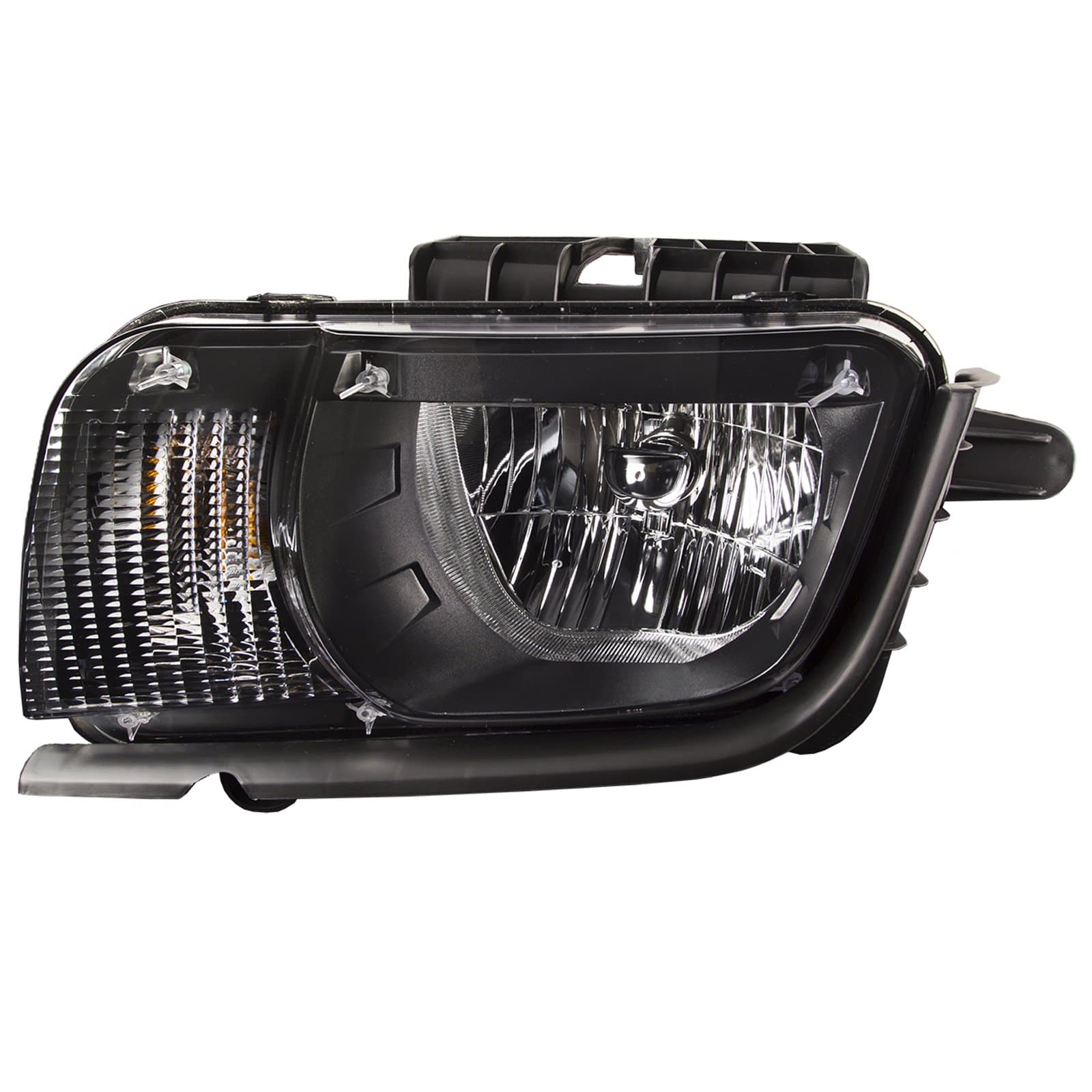 HEADLIGHTSDEPOT Black Housing Halogen Headlight Compatible with Chevrolet Camaro 2010-2013 Includes Left Driver Side Headlamp