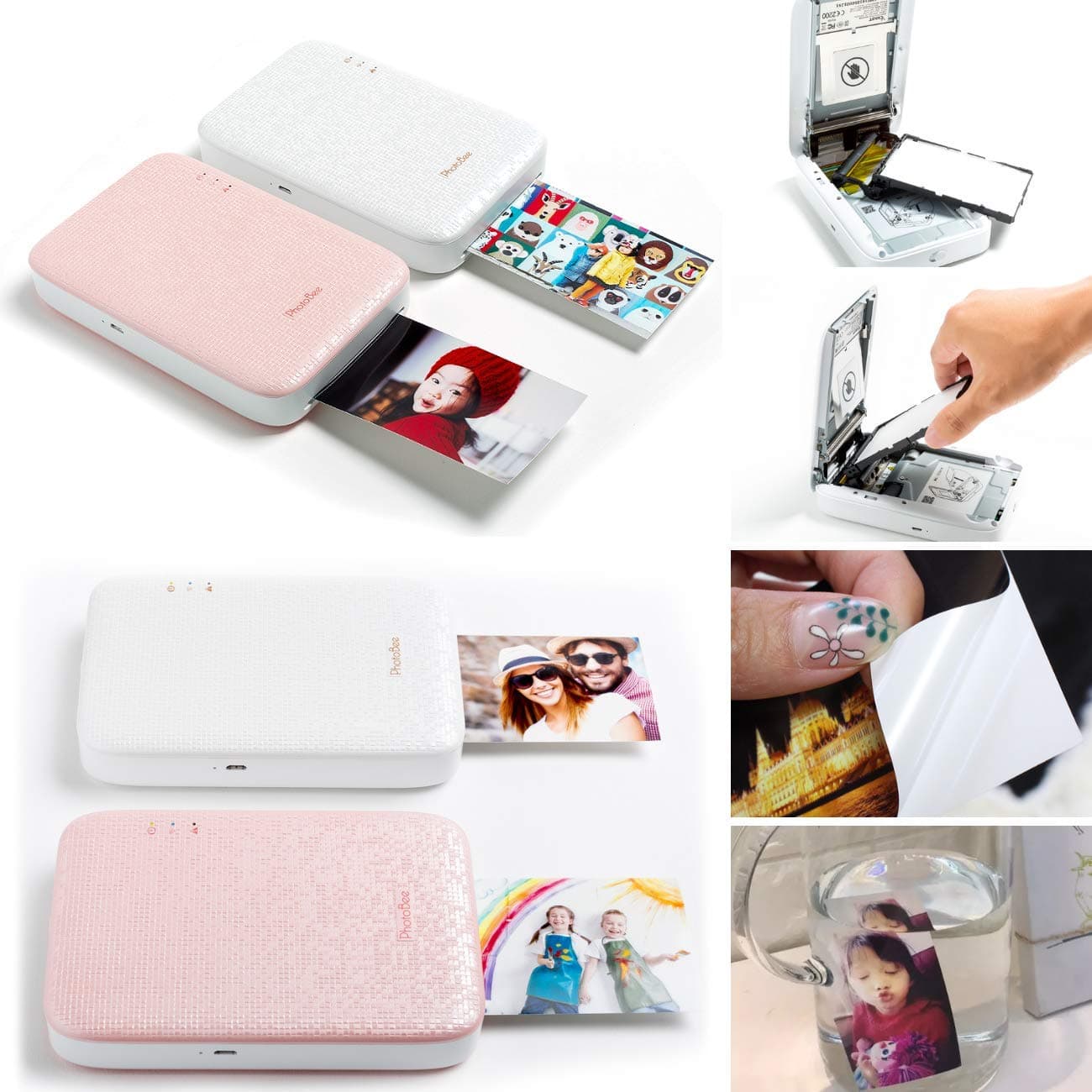 Portable Sticker Photo Printer - Pink (12 Sheets of Sticky-Backed Photo Paper are Included)