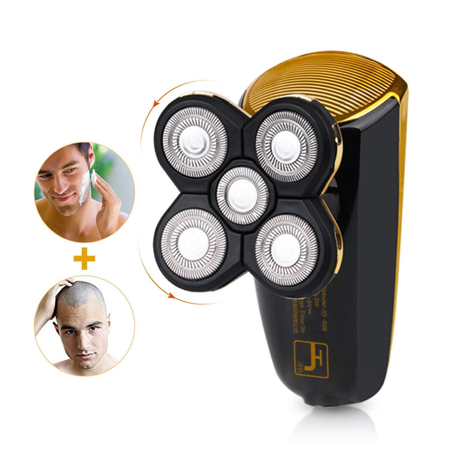 Wet Dry Men's Shaver Bald Head Shaver,2 in 1 Professional Cordless Electric Waterproof Rotary Shaver Bald Head Shaver for Man with 5 floating head,fast USB Recharge Trimmer for Travel Or Home