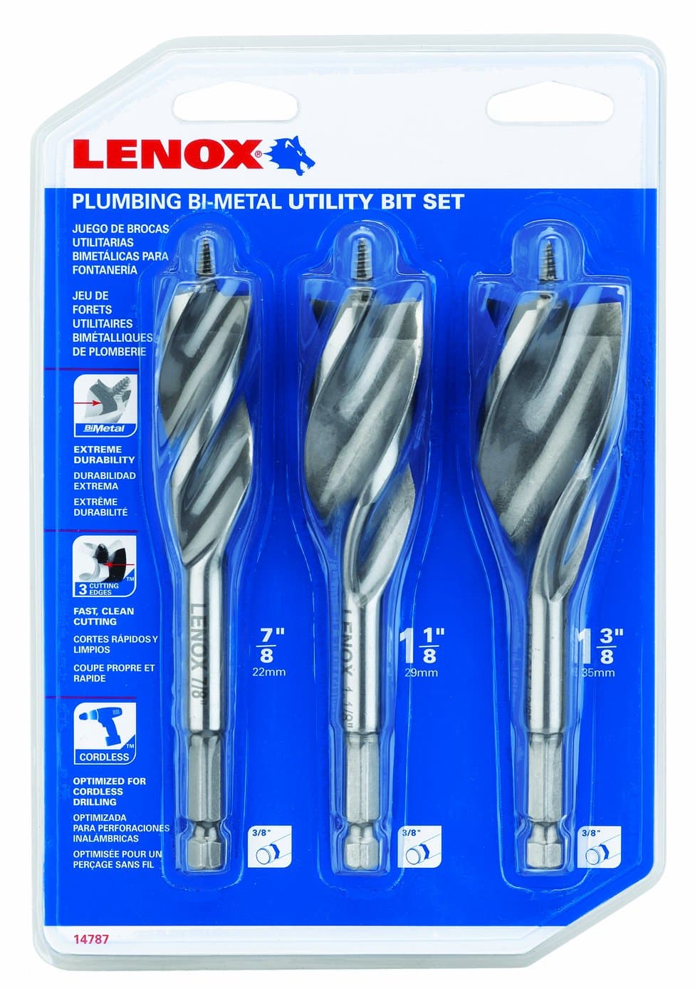 Lenox Industrial Tools 14787 Plumbers Bi-Metal Utility Bit Kit, 3-Piece