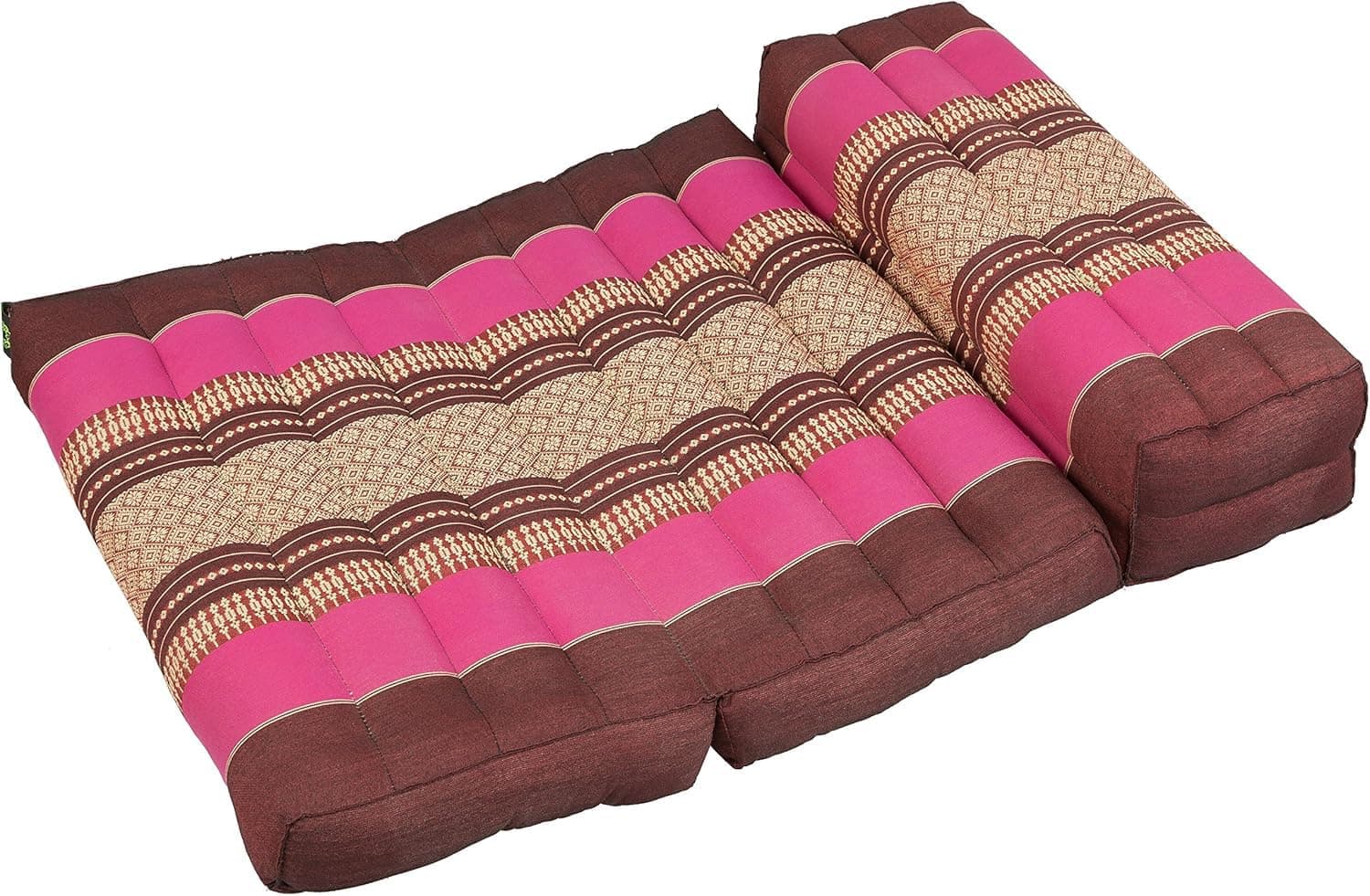 GABUR Kapok Dreams ™ Foldable Meditation Cushion, 100% Kapok Zafu/Zabuton, Thai Design Berry Colours (Burgundy/Pink)