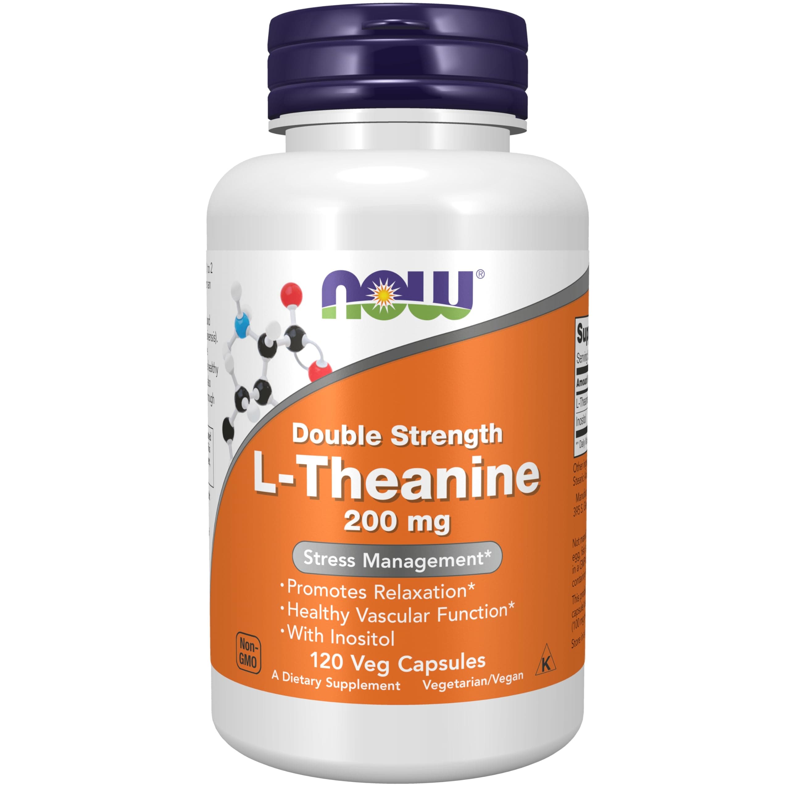 Foods Double Strength L-Theanine 200mg with Inositol, 120 Veg Capsules