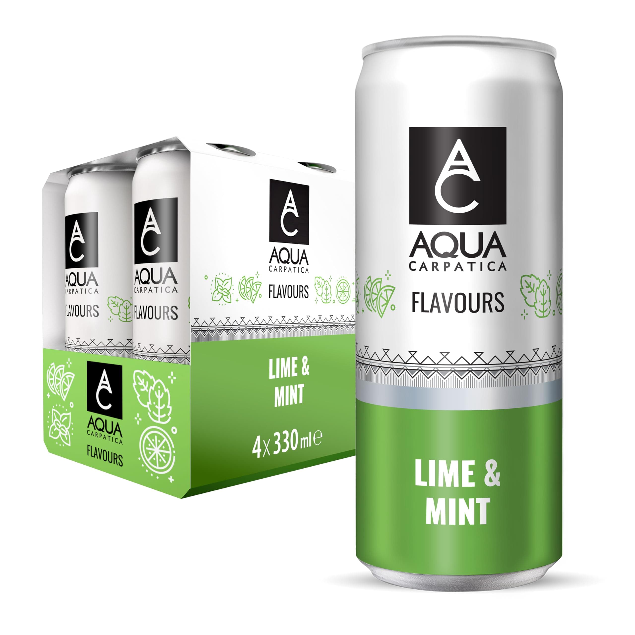 – Sparkling Flavours Lime & Mint 330ml x 4 - Natural Fruit Juice Infused Sparkling Water, No Added Sugar, Naturally Alkaline, Sweetened with Agave Syrup, Rich in Minerals