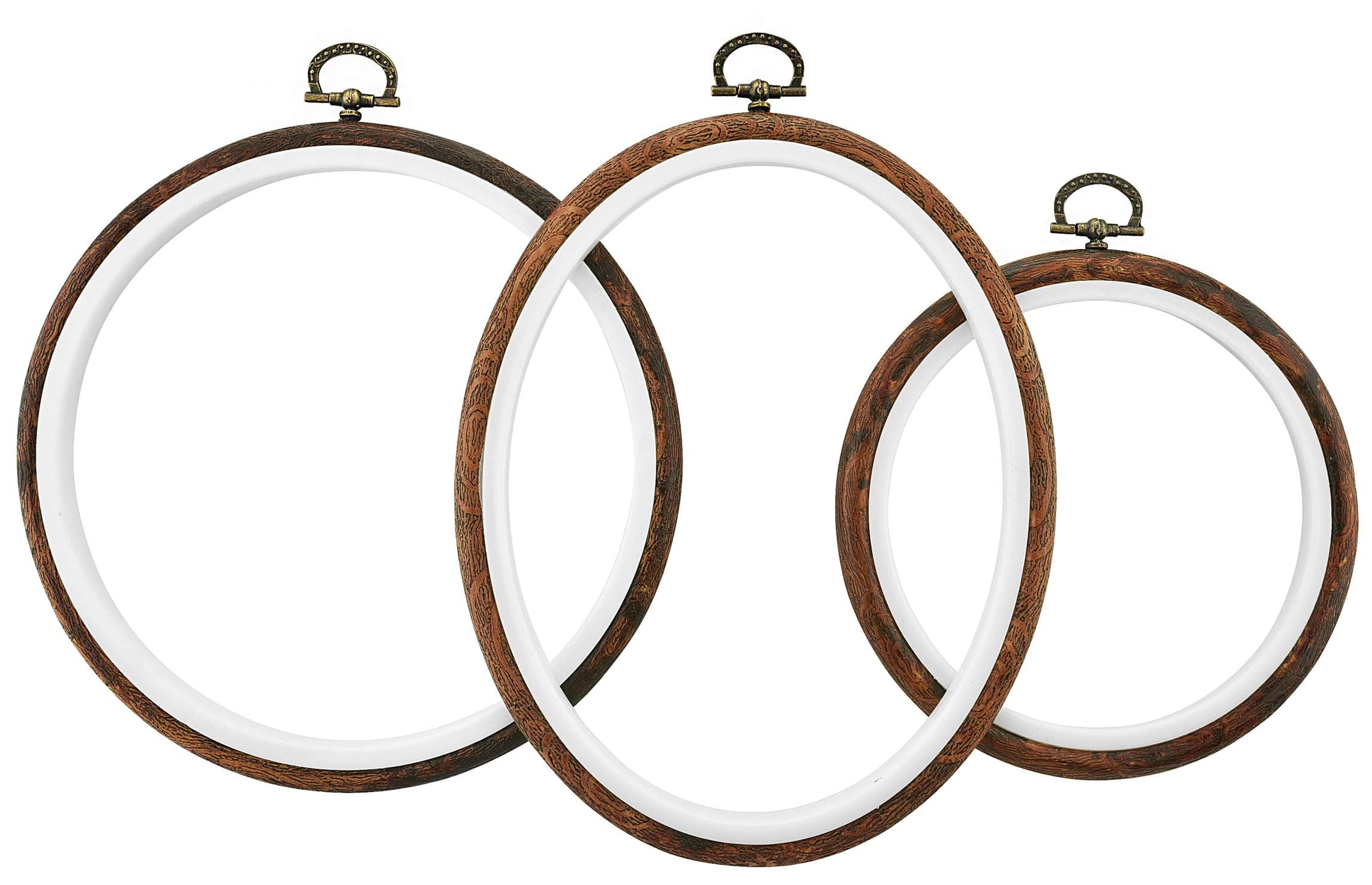 Embroidery Hoops and Cross Stitch Hoops by Celley | Imitated Wood Display Frame - Circle and Oval Hand Embroidery Hoop Kit | Art Craft and Sewing – 3 Pcs