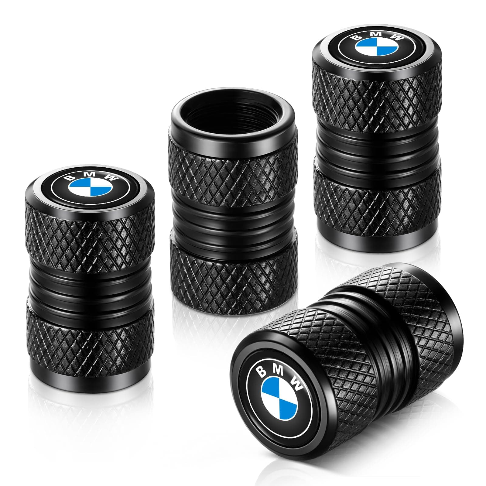 Tire Valve Stem Caps, Compatible with BMW Series Stem Cap Universal Car Air Cover Car Accessories for Cars, SUV, Truck, Motorcycles 4pcs (Black)