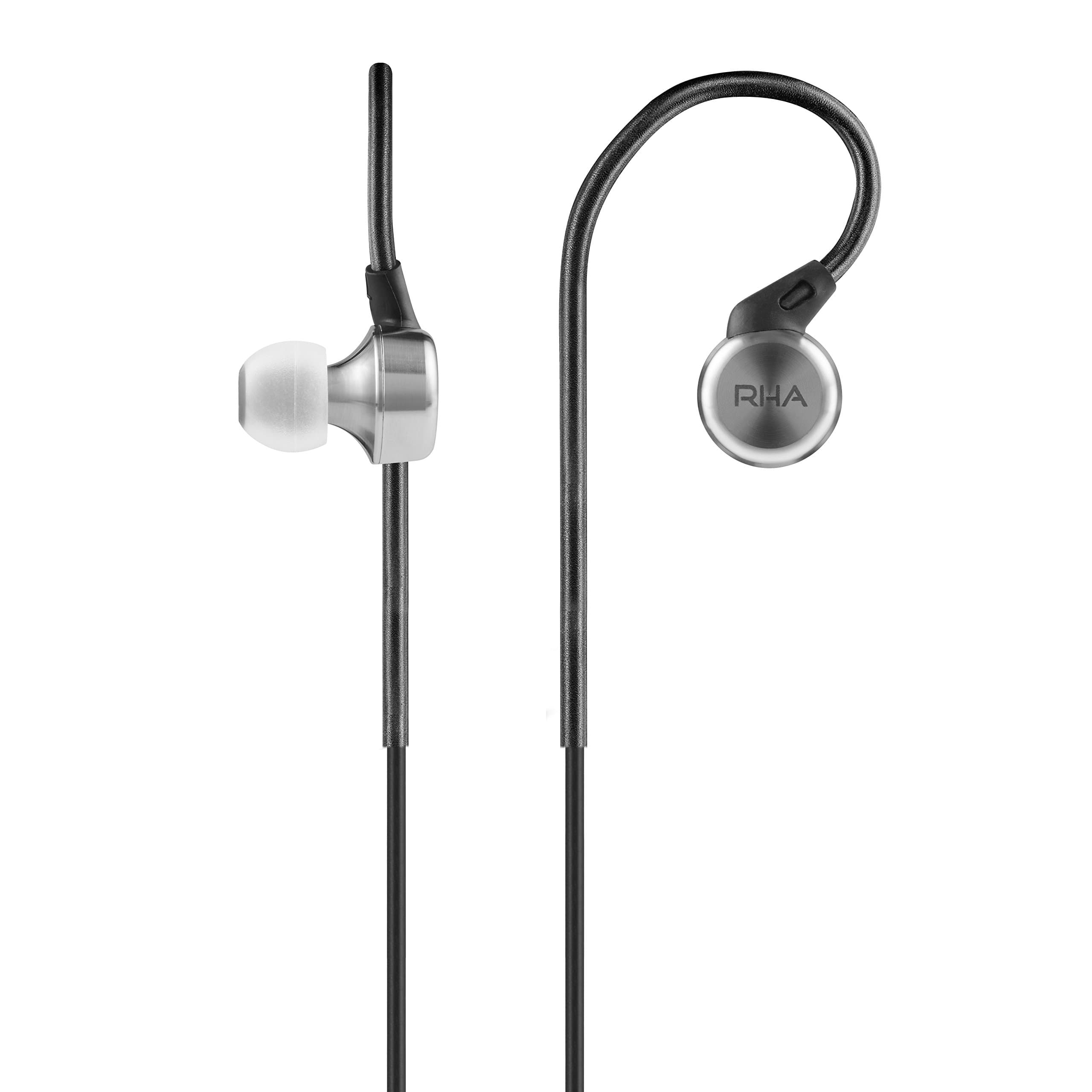 RHA MA750 In-Ear Headphones: Hi-Res Stainless Steel Noise Isolating Earphones with Ear Hooks
