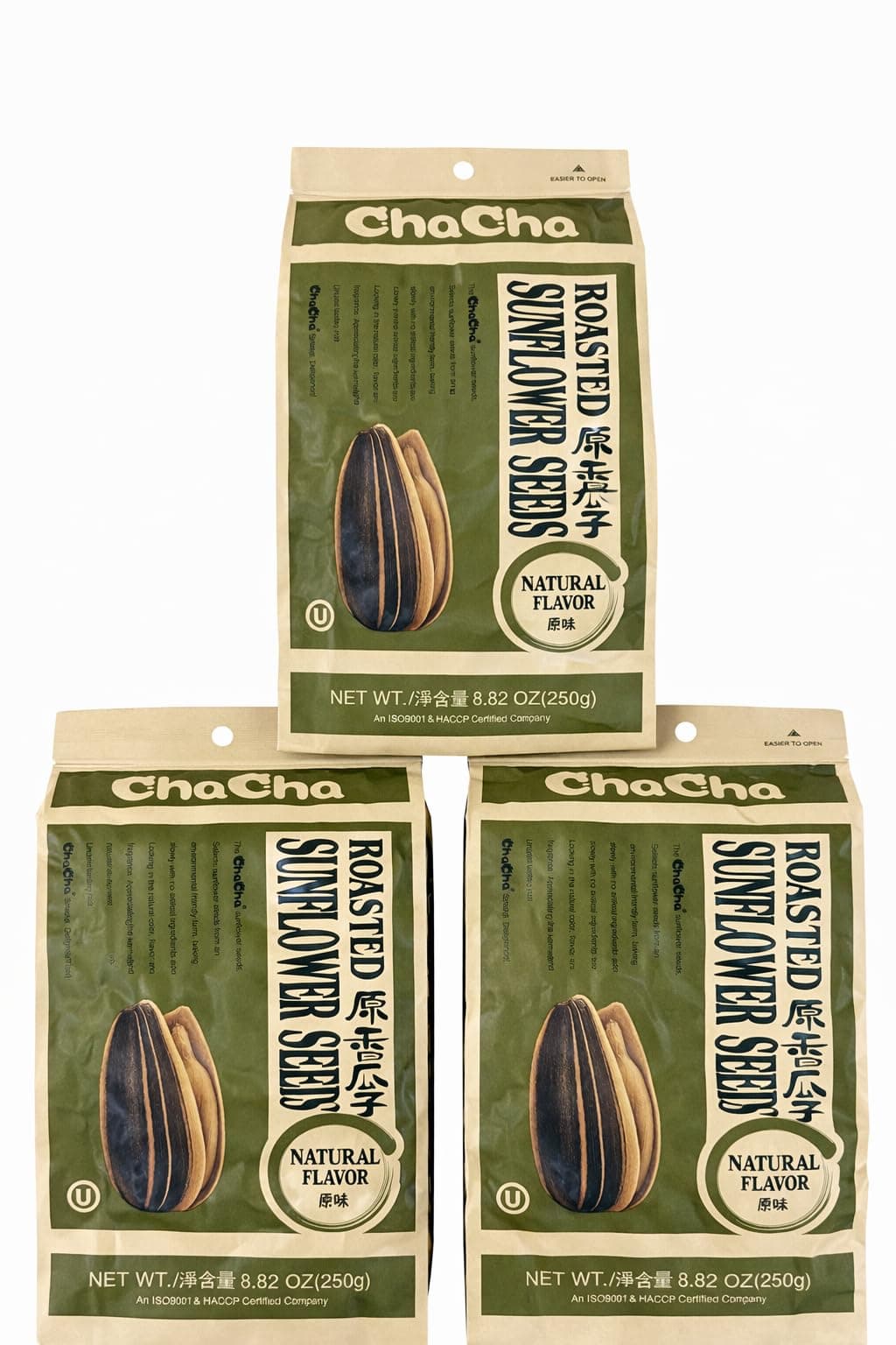ChaCha Roasted Sunflower Seeds NATURAL FLAVOR (3 bags)