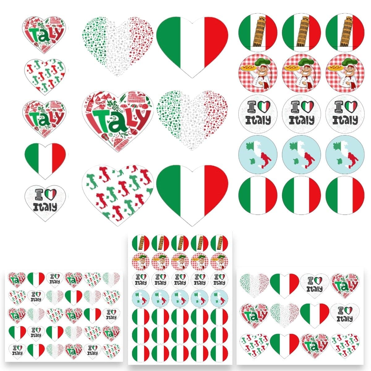 230PCS Italy Stickers- Italy Flag Sticker Set for Kids and Soccer Fans- Scrapbooking, Traveling, Italian Party Theme, Journaling, Classroom Decorations for Italian Festa Della Repubblica