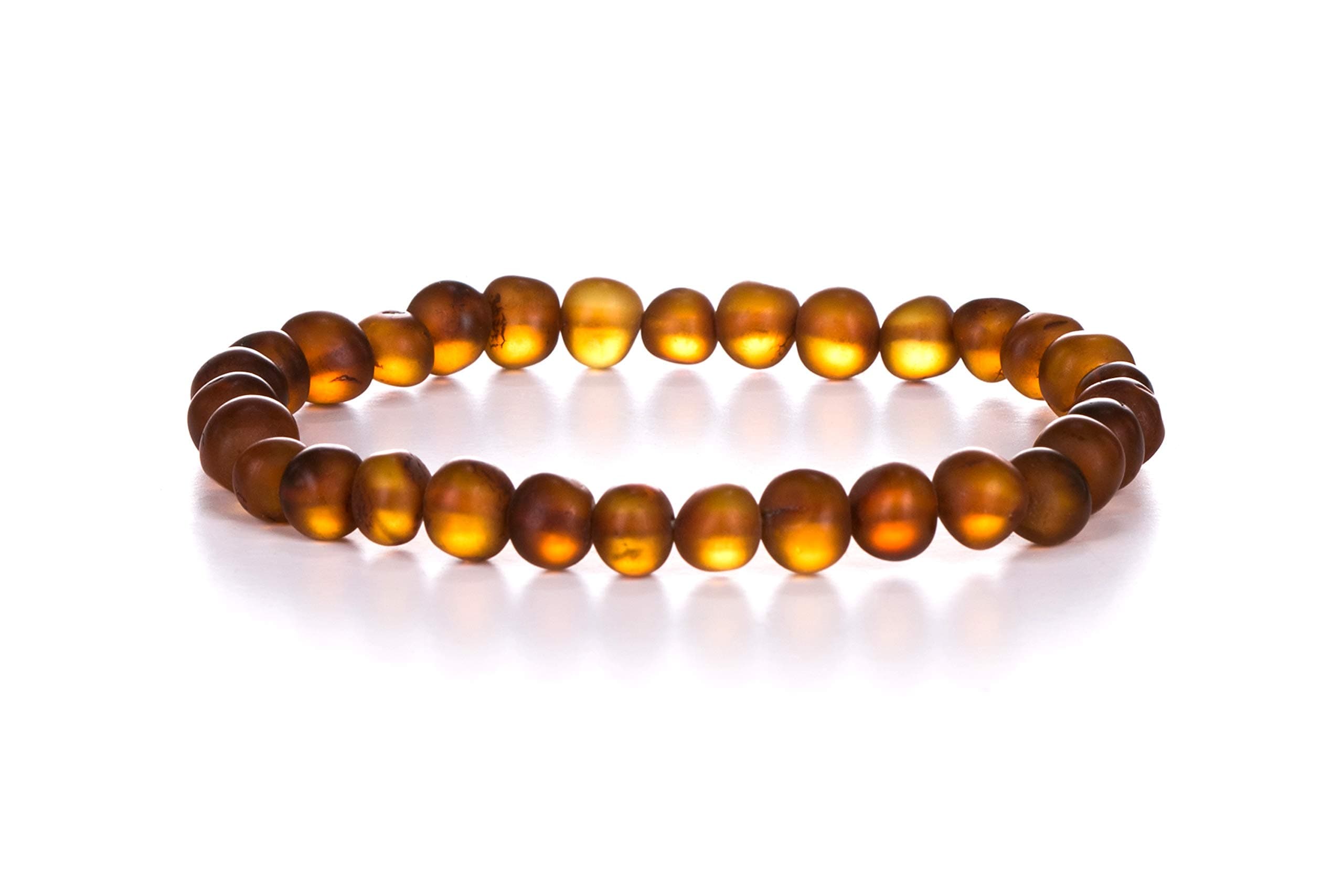 Natural Baltic Amber Bracelet for Adults (Women/Men) - Hand Made from Raw-Unpolished/Certified Baltic Amber Beads(6 Colors) (8, Raw-Unpolished Cognac)
