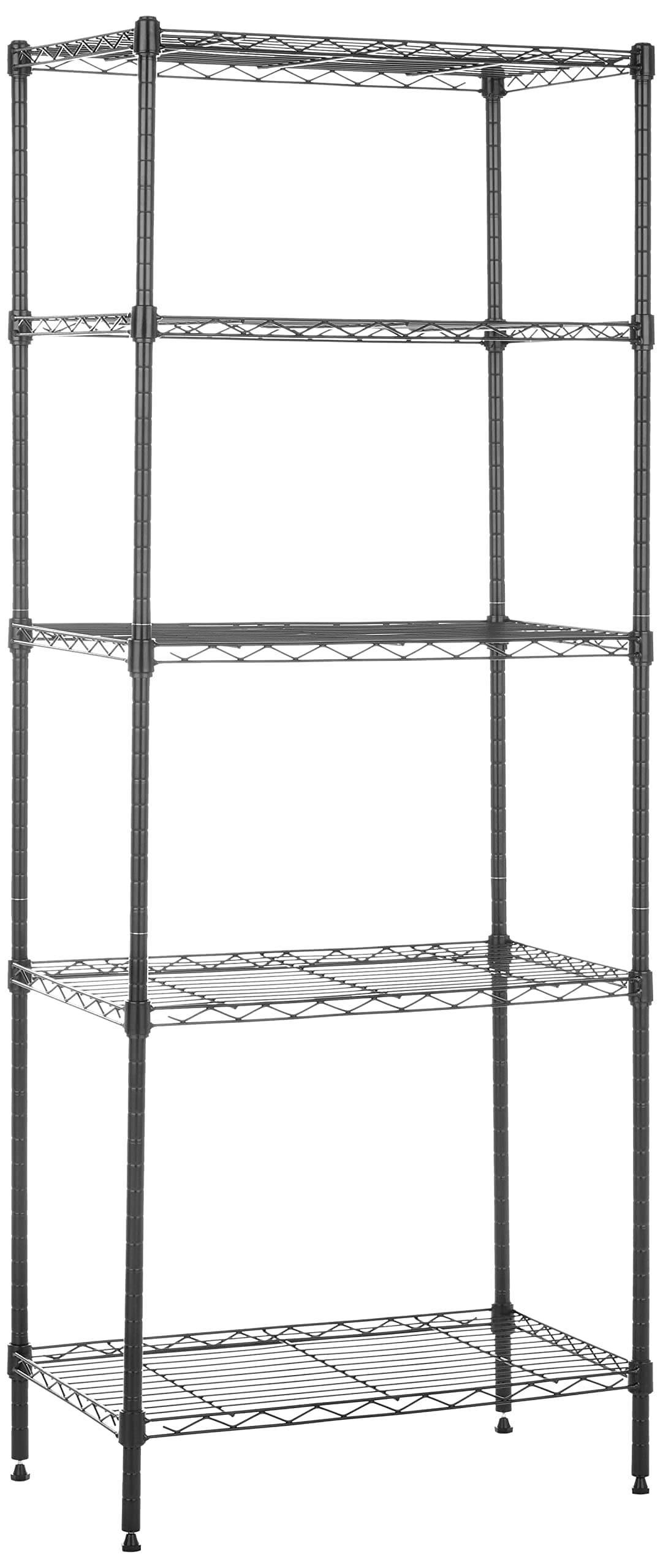 5-Shelf Multipurpose Adjustable Steel Garage Shelving Unit, Storage Rack for Kitchen, 200 lbs Per Shelf, Easy Assembly, 13.4"D x 23.2"W x 60"H, Black