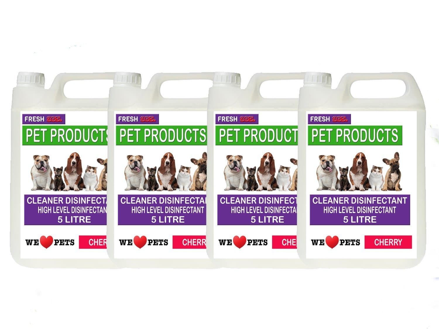 4 x 5 LITRES - *CHERRY FRAGRANCE* PET / KENNEL DISINFECTANT & DEODORISER
