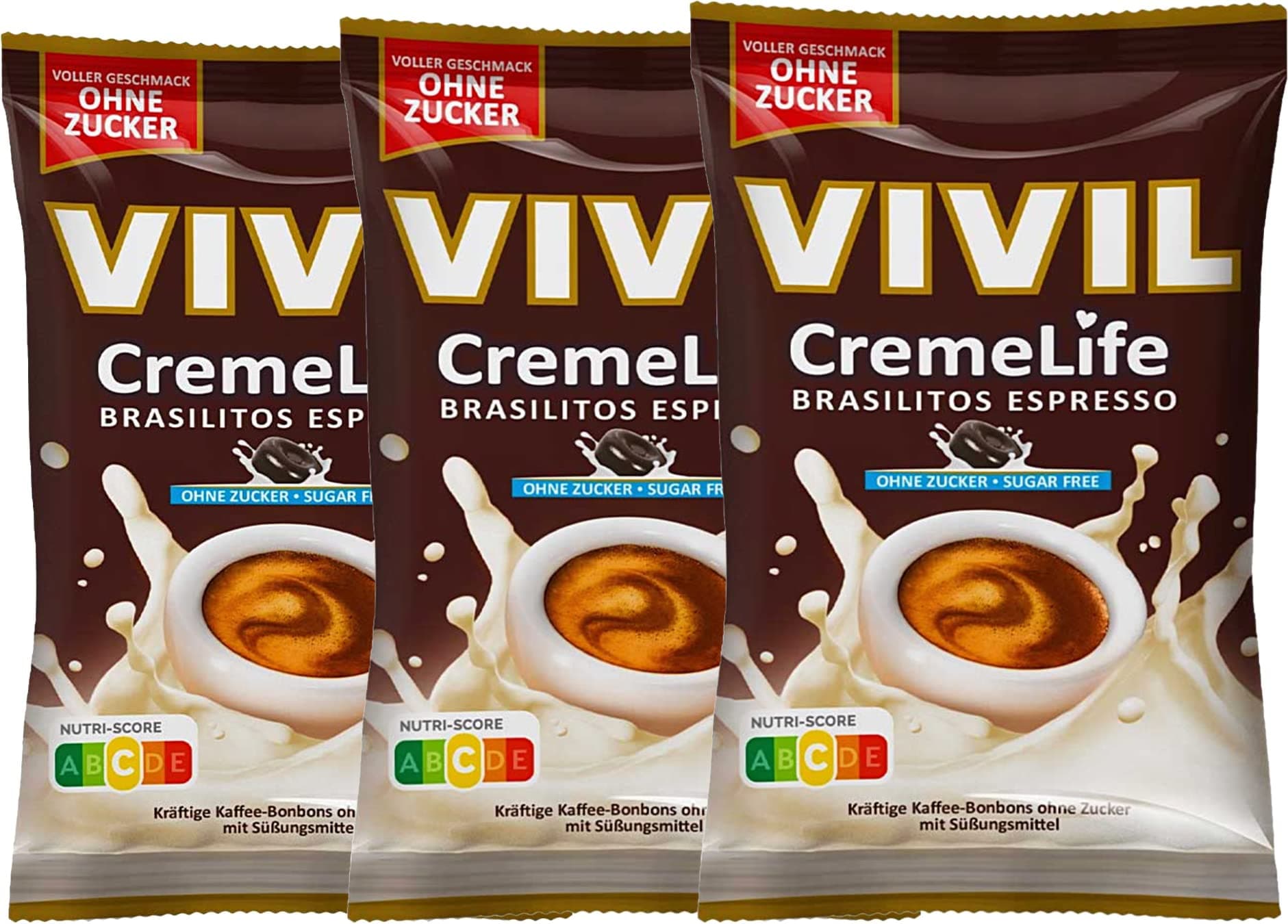 Creme Life Brasilitos Espresso Sugar-free 3x110g (11.64 Oz) - Coffee Flavoured Candies, made in Germany