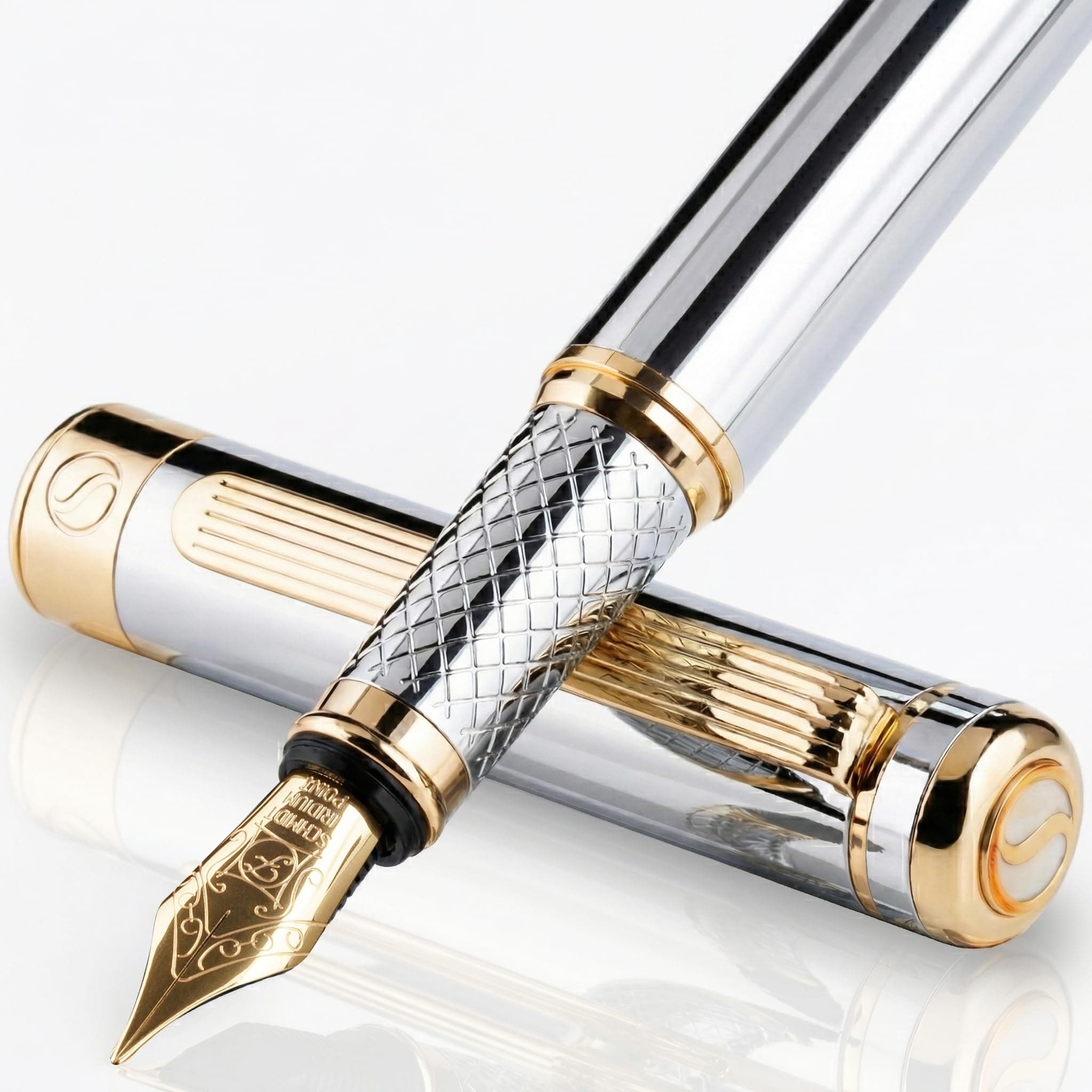 Scriveiner Silver Chrome Fountain Pen, Fine Point, Silver