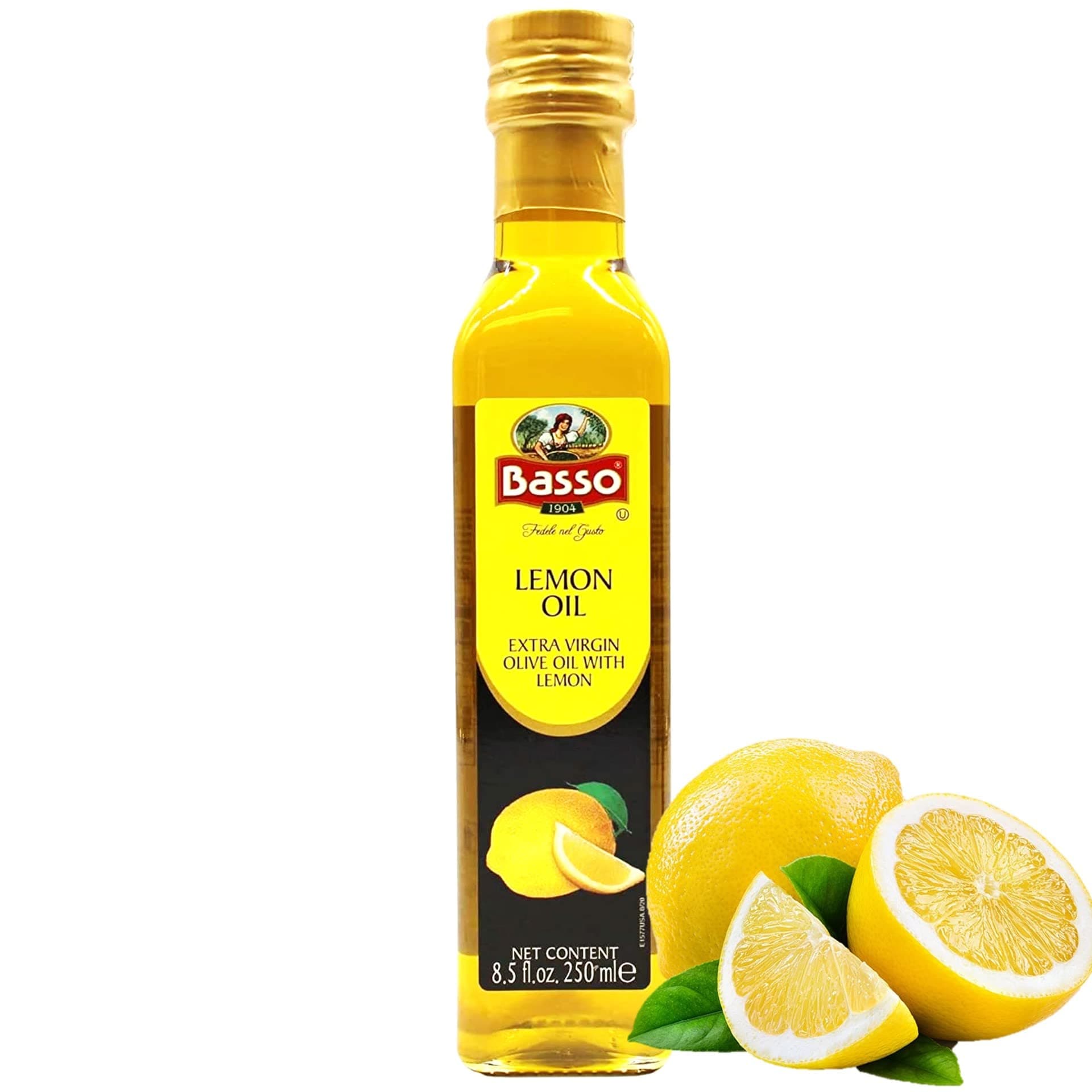BASSO 1904 - Lemon Oil, Infused Premium Extra Virgin Olive Oil, 8.5 Fl Oz (250 ml), Finishing, Cooking, Dipping, Dressing, and Tasting