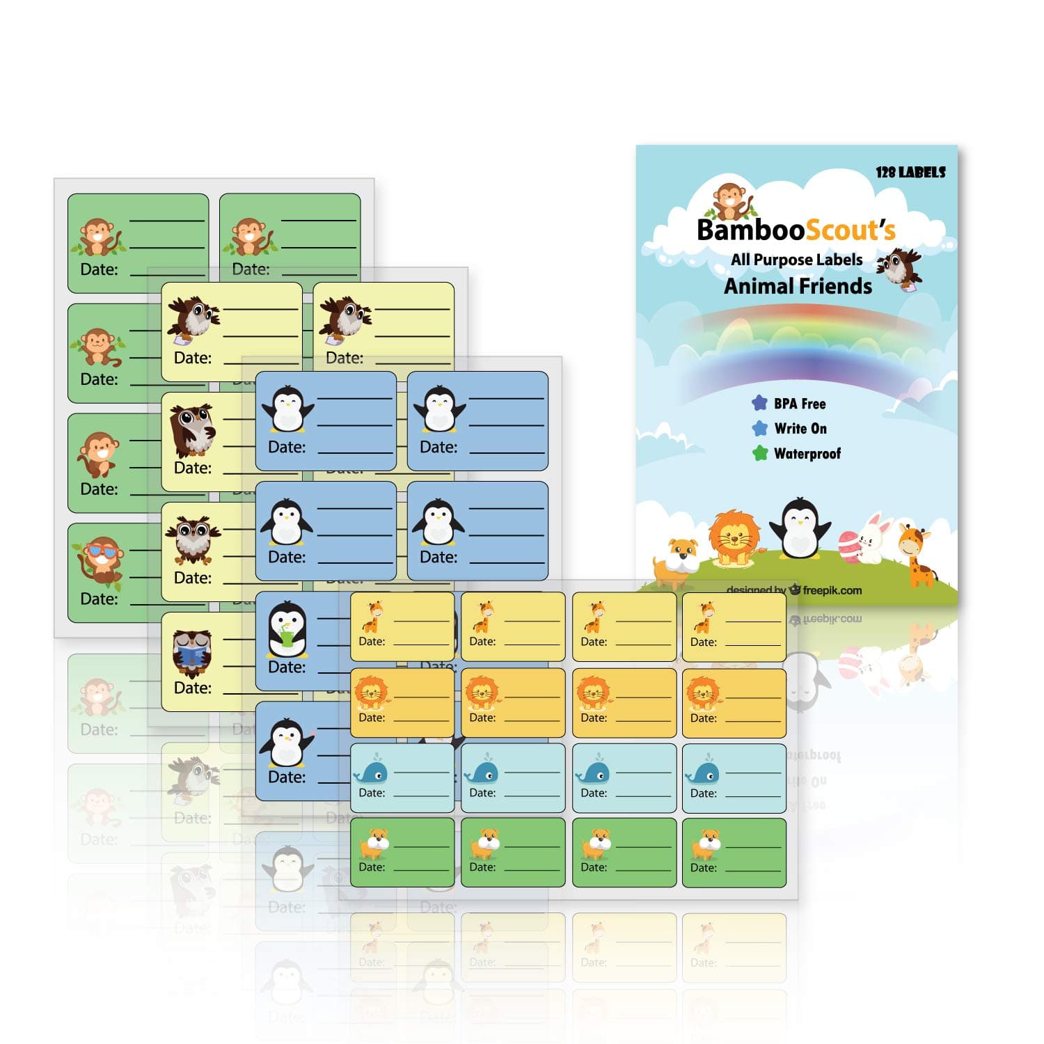 Baby Food Labels, Write-On Date Labels for Food Storage Containers & Baby Bottles, Great for Daycare & Food Storage Pack of 128 (Food Labels)