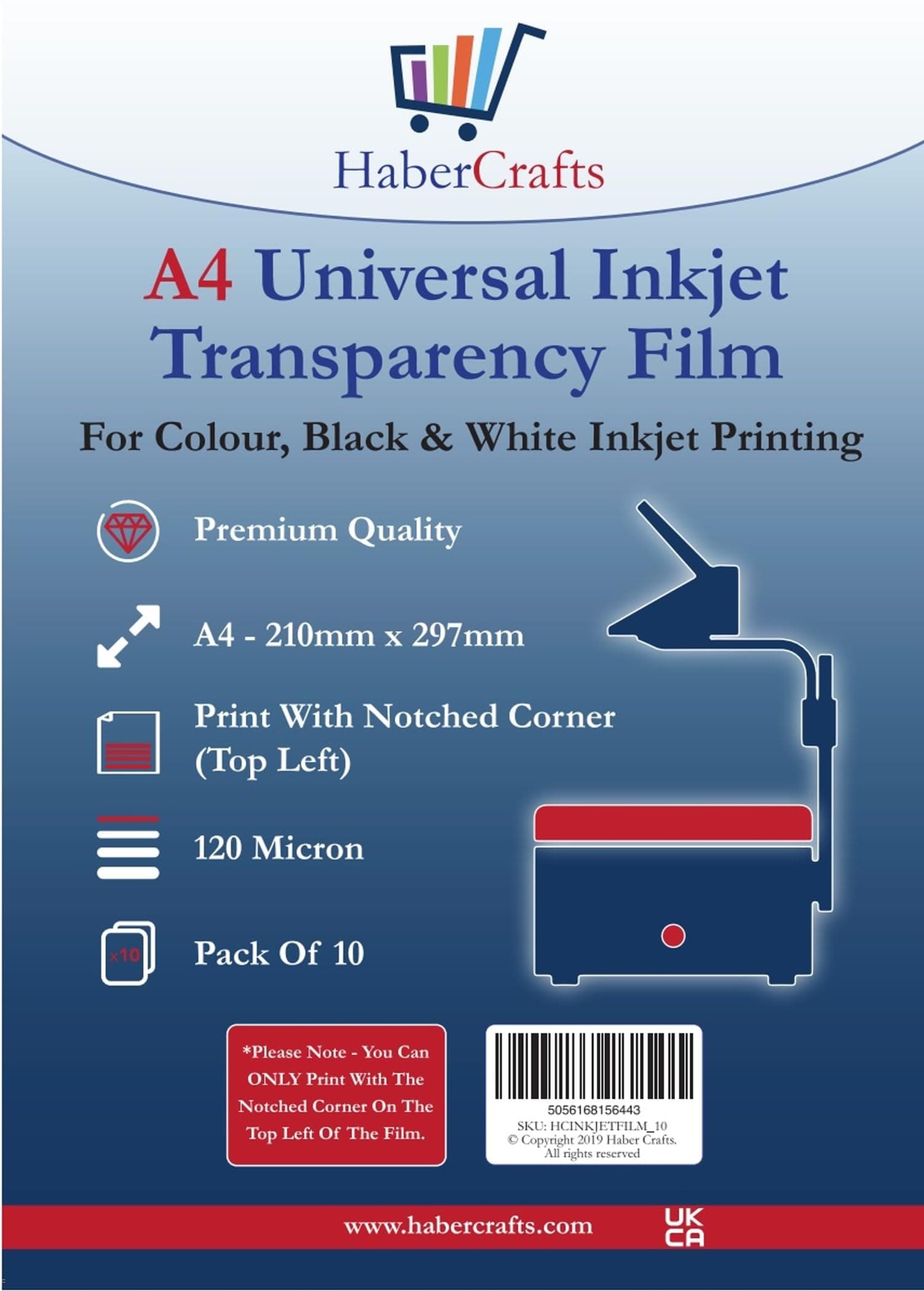 Universal Inkjet Transparency Film A4 Clear OHP Sheets Ink Jet Printer Acetate Film Overhead Projector Film Tracing Graphic Design Transparency Paper Printable Sheets Fast Dry 120 Micron (10 Sheets)