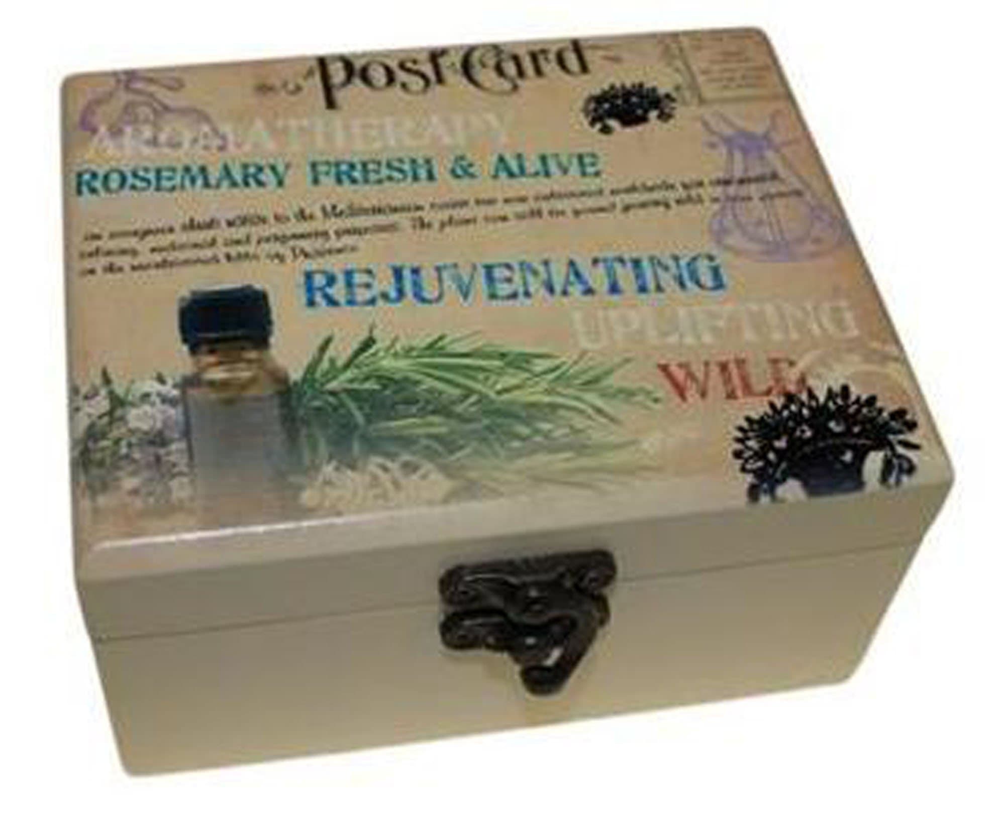 Aromatherapy Essential Oil Box For 12 Bottles (Rejuvenating Vintage Style)