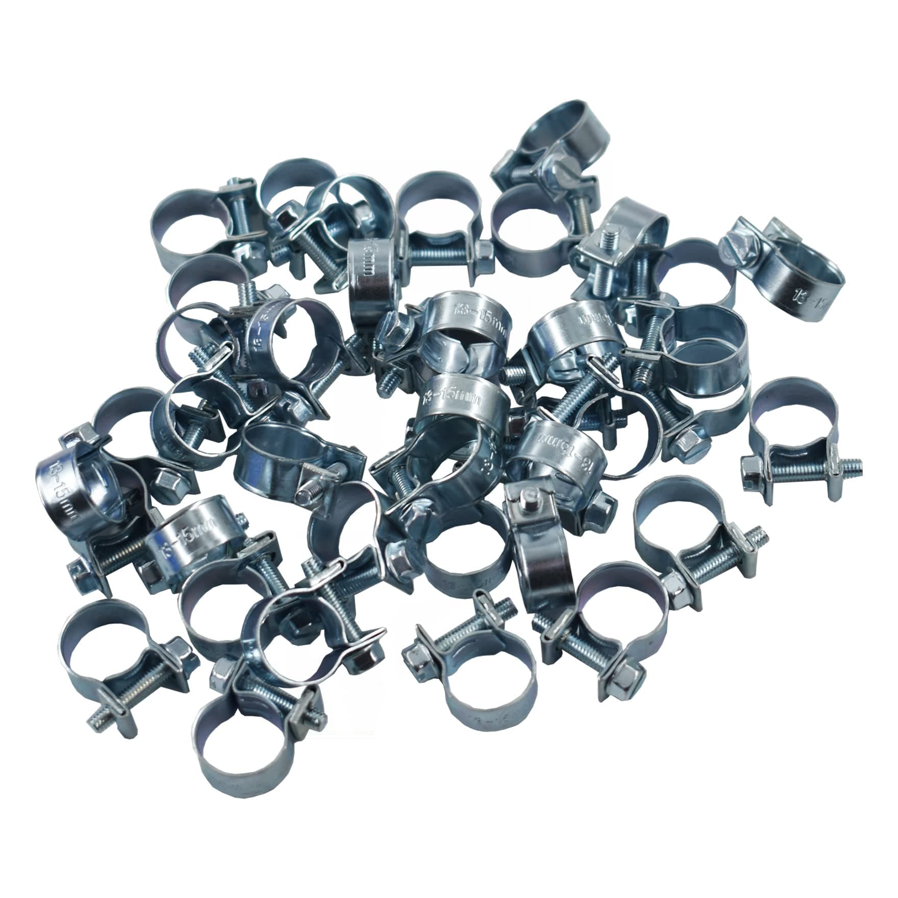 waltyotur 30Pack 11-13mm Zinc Plated Fuel Injection Hose Clamps Assortment Kit Adjustable Tubing Hose Clip Tube Clamps for Automotive, Agriculture(1/4 Dia)
