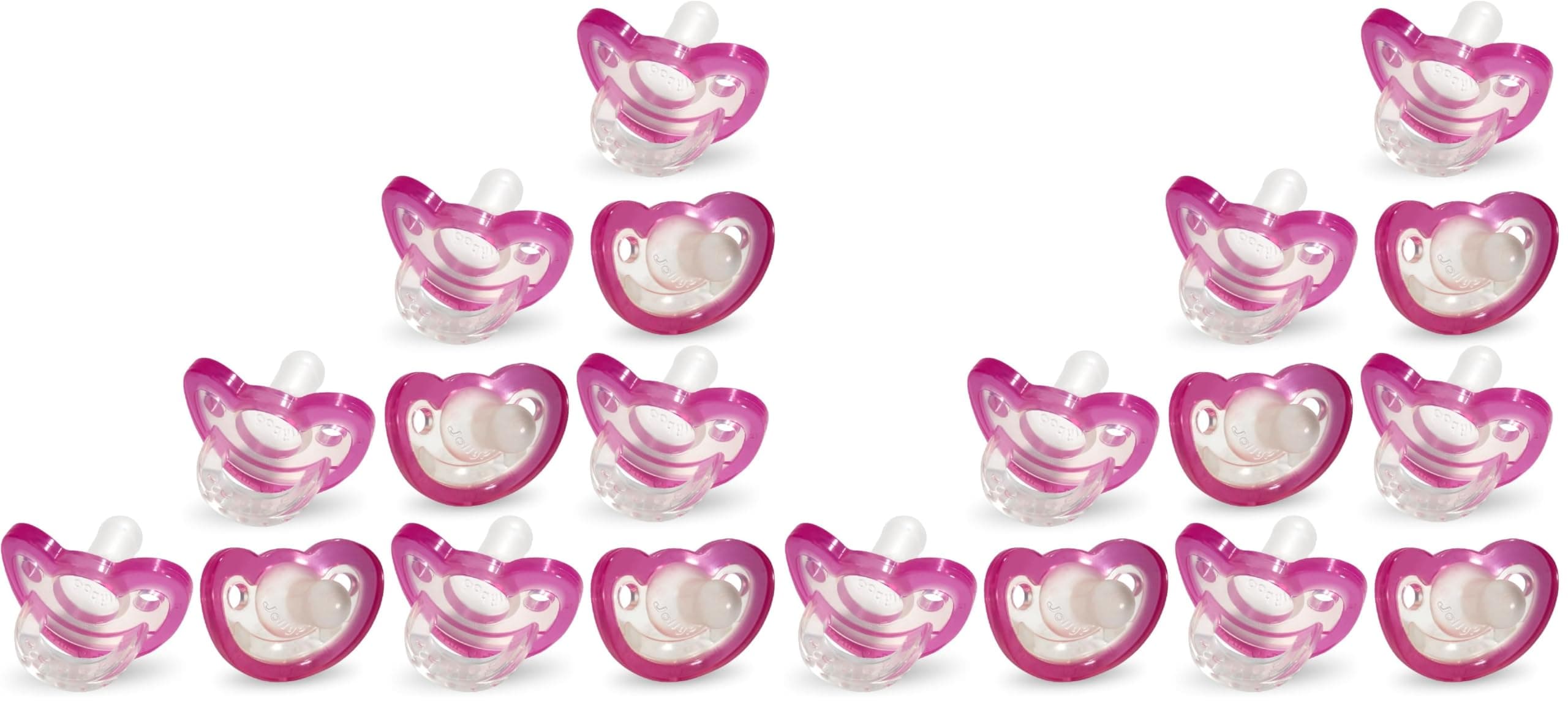 RaZbaby JollyPop Baby Pacifier Plus, 3m+, Pink, Double Pack (Pack of 2)
