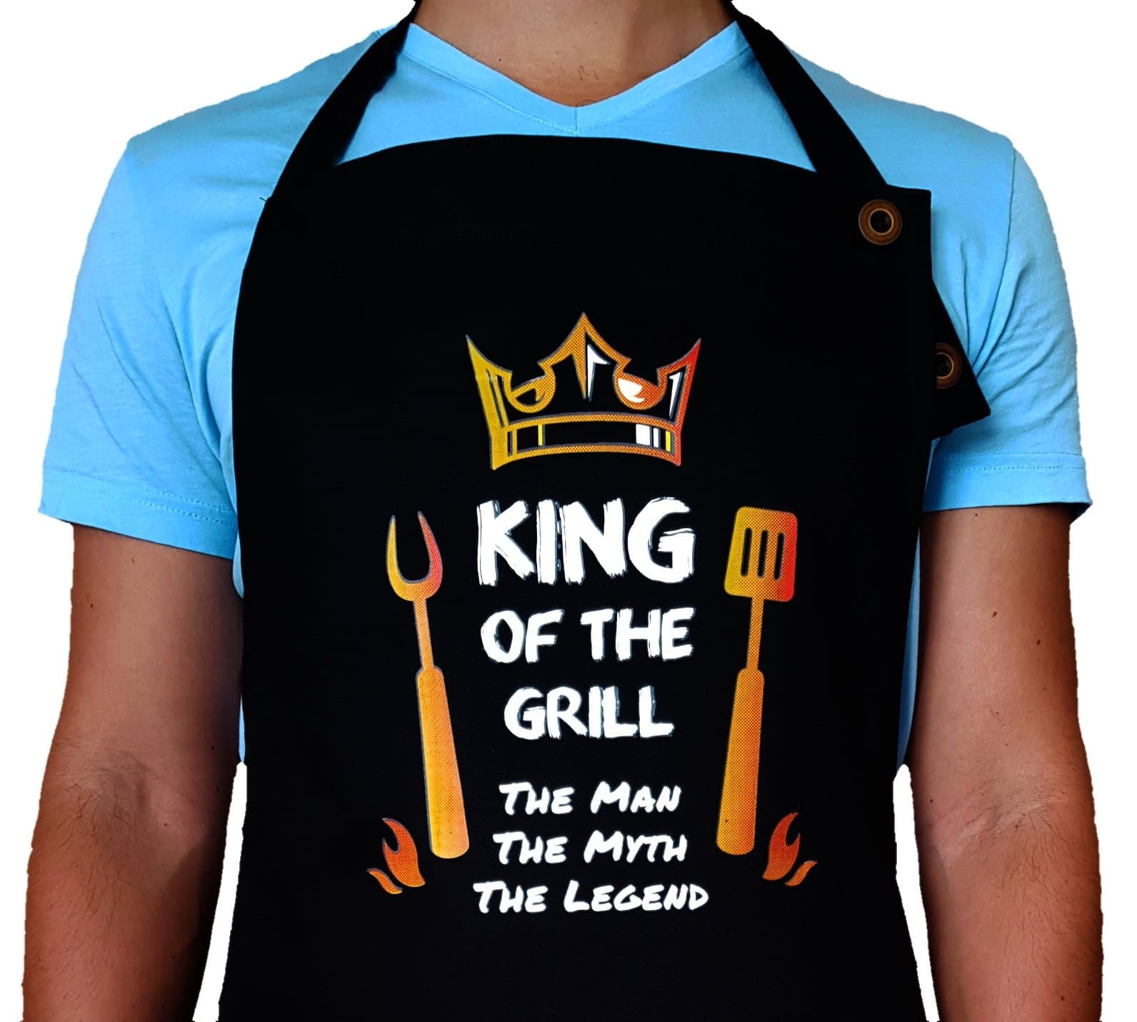 DOFER Super Colorful King of The Grill Apron- Aprons for Men Funny Aprons for Men -BBQ Apron for Your Grill Accessories - Gifts for Men - Birthday Gifts for Men Funny Gifts