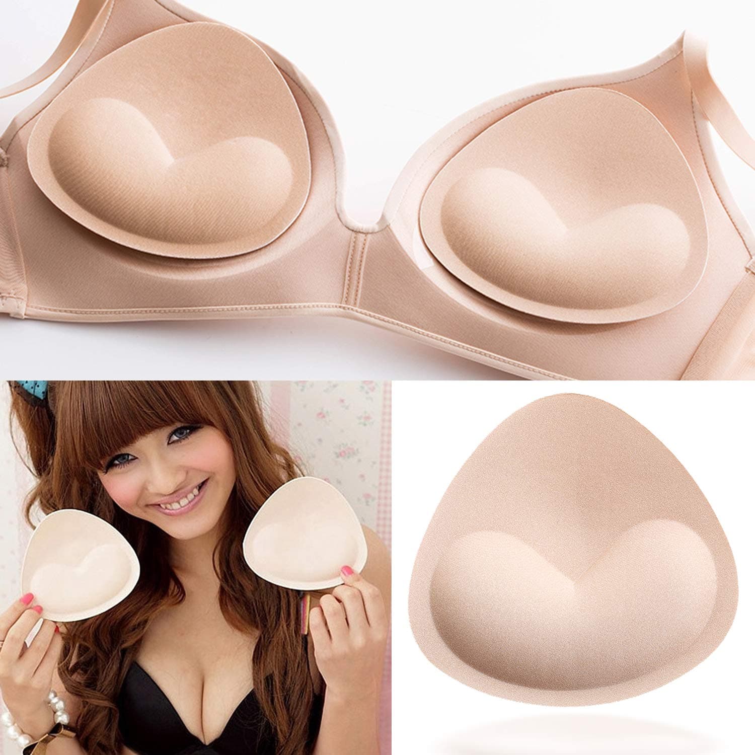 Breathable Lightweight Foam Bra Inserts Push Up Breast Enhancer Pads for Bikini Swimming Suit
