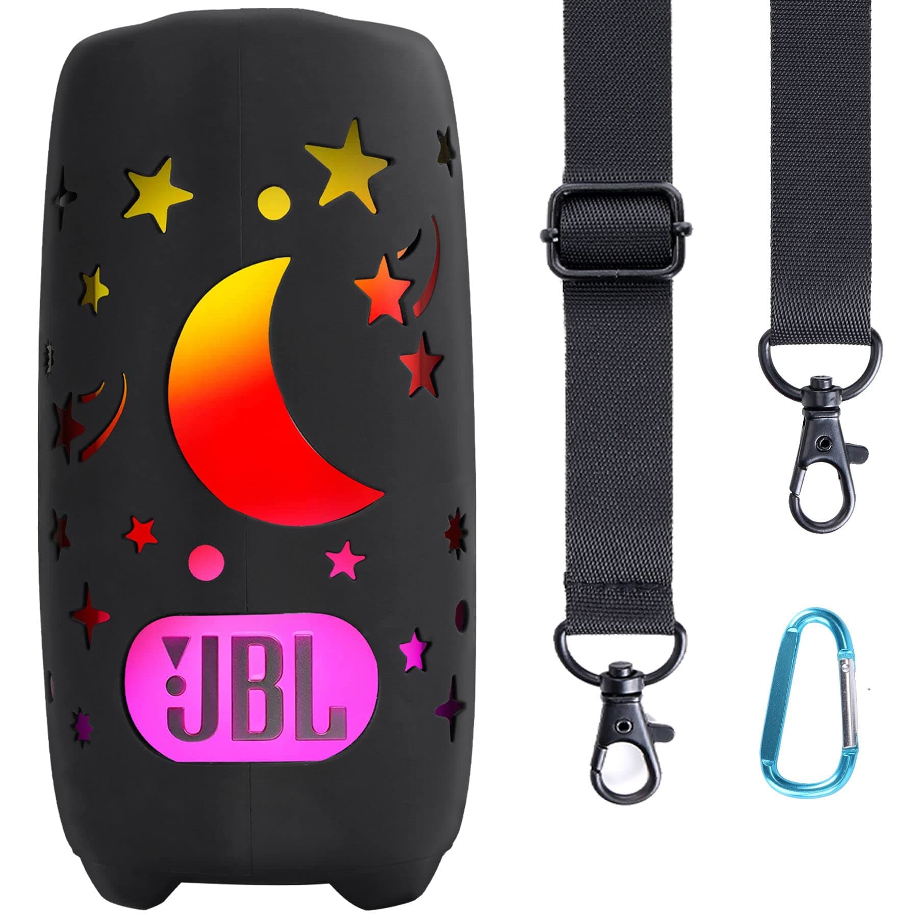 co2CREA Soft Silicone Case Replacement for JBL Pulse 5 Waterproof Portable Bluetooth Speaker (Black Case)