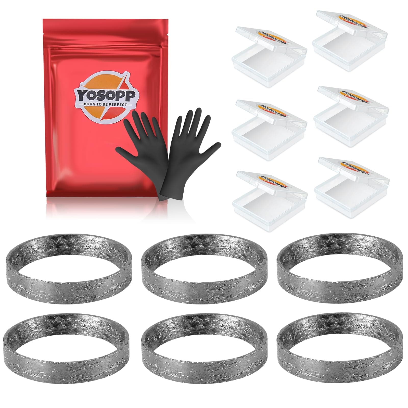 Cone Exhaust Gasket for Harley, Made of Graphite & Steel Mesh - Fits 1984-later Most Harley Davidson Bikes: Touring, Sportster, Dyna, Softail, 6pcs