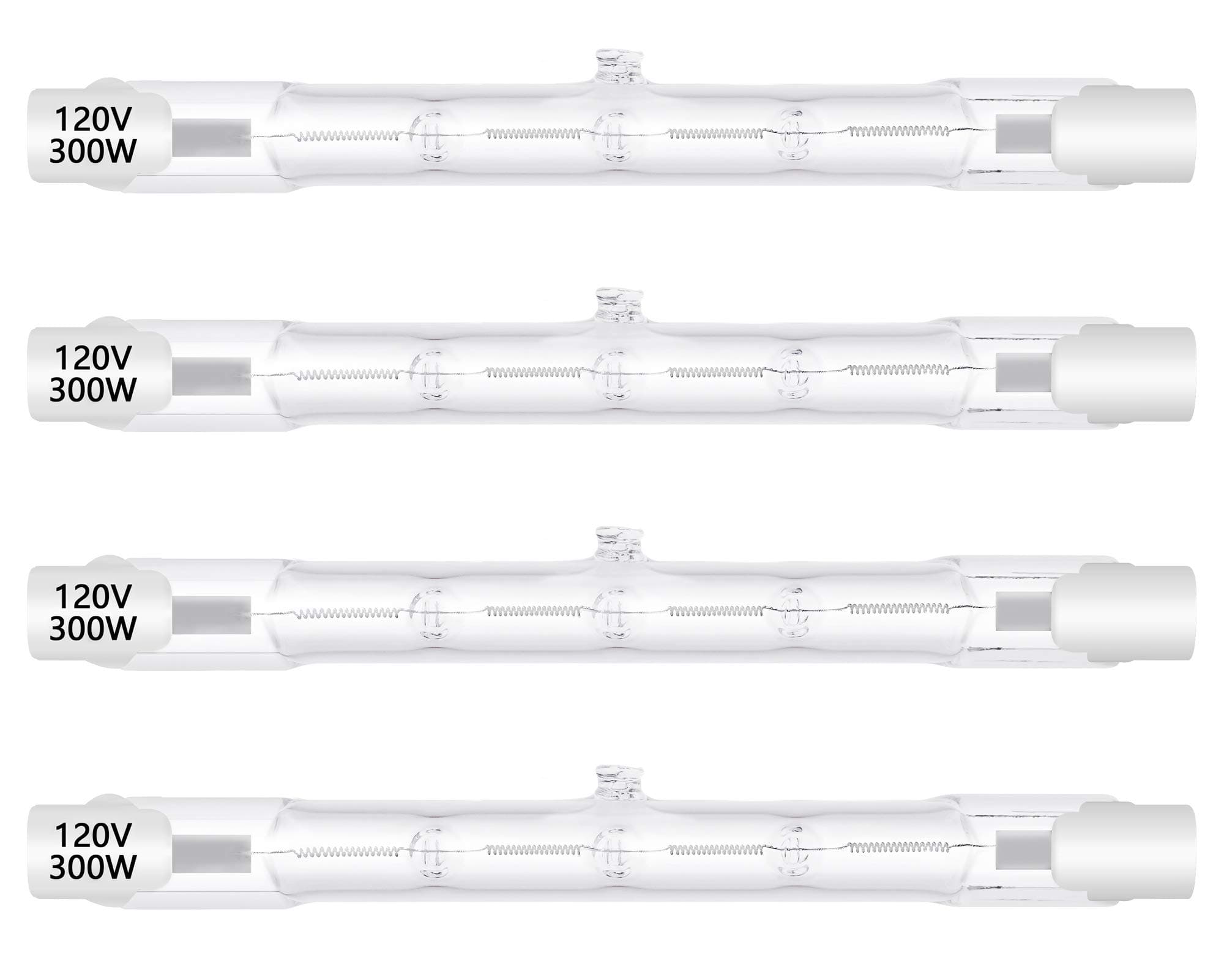 4 Pack 300W Dimmable Halogen Light Bulbs, 118mm, 4.7-Inch T3 RSC, Warm White, 3000 lumens