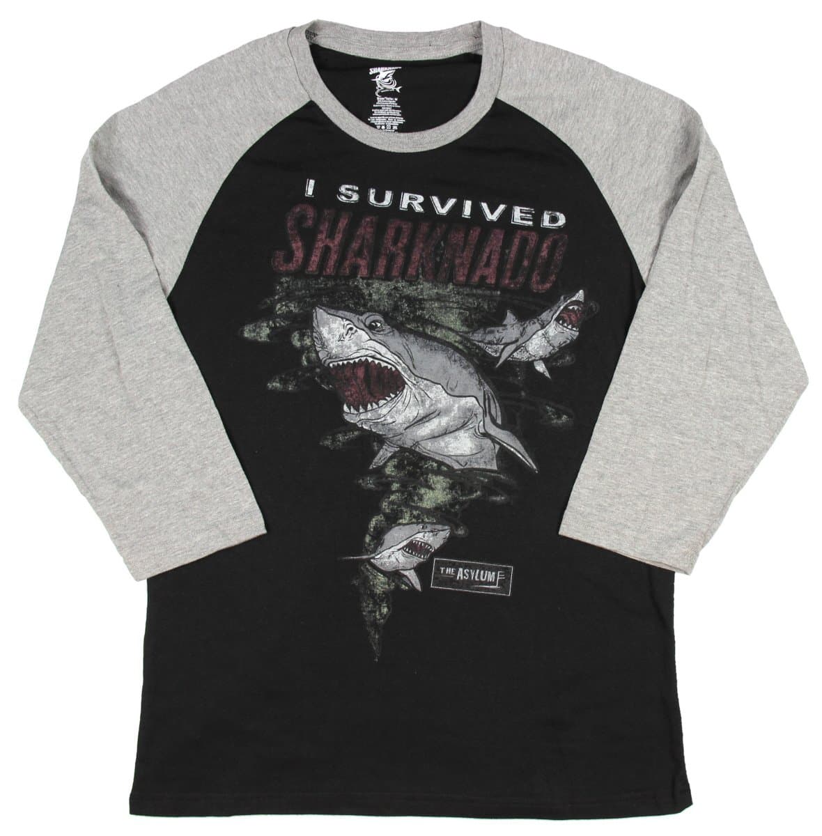 Sharknado I Survived Licensed Authentic Raglan Baseball Tee T Shirt Retro Movie Comedy