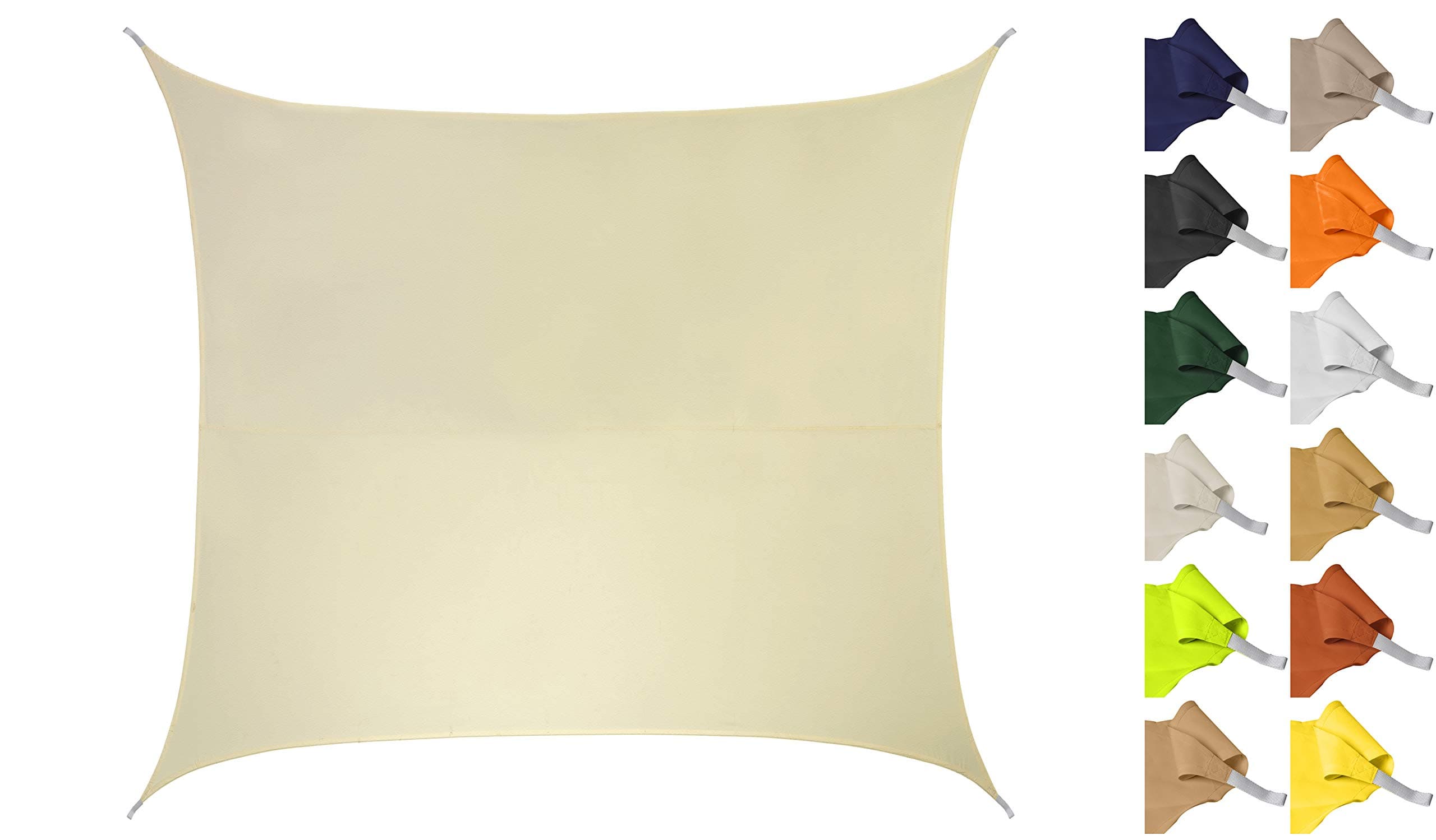 Kookaburra2m Square Water Resistant Garden Patio Sun Shade Sail Canopy 96.5% UV Block with Free Rope (Ivory)