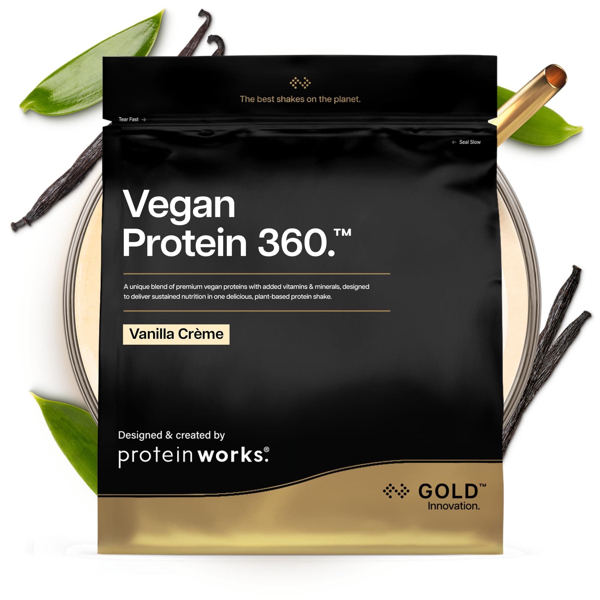Protein Works | Vegan Protein 360 - Gold Innovation, Vanilla Crème, 33 Servings, 100% Plant Based & Natural, Premium Multi-Protein Blend, Low Fat Shake, Low Calorie Shake, 1kg