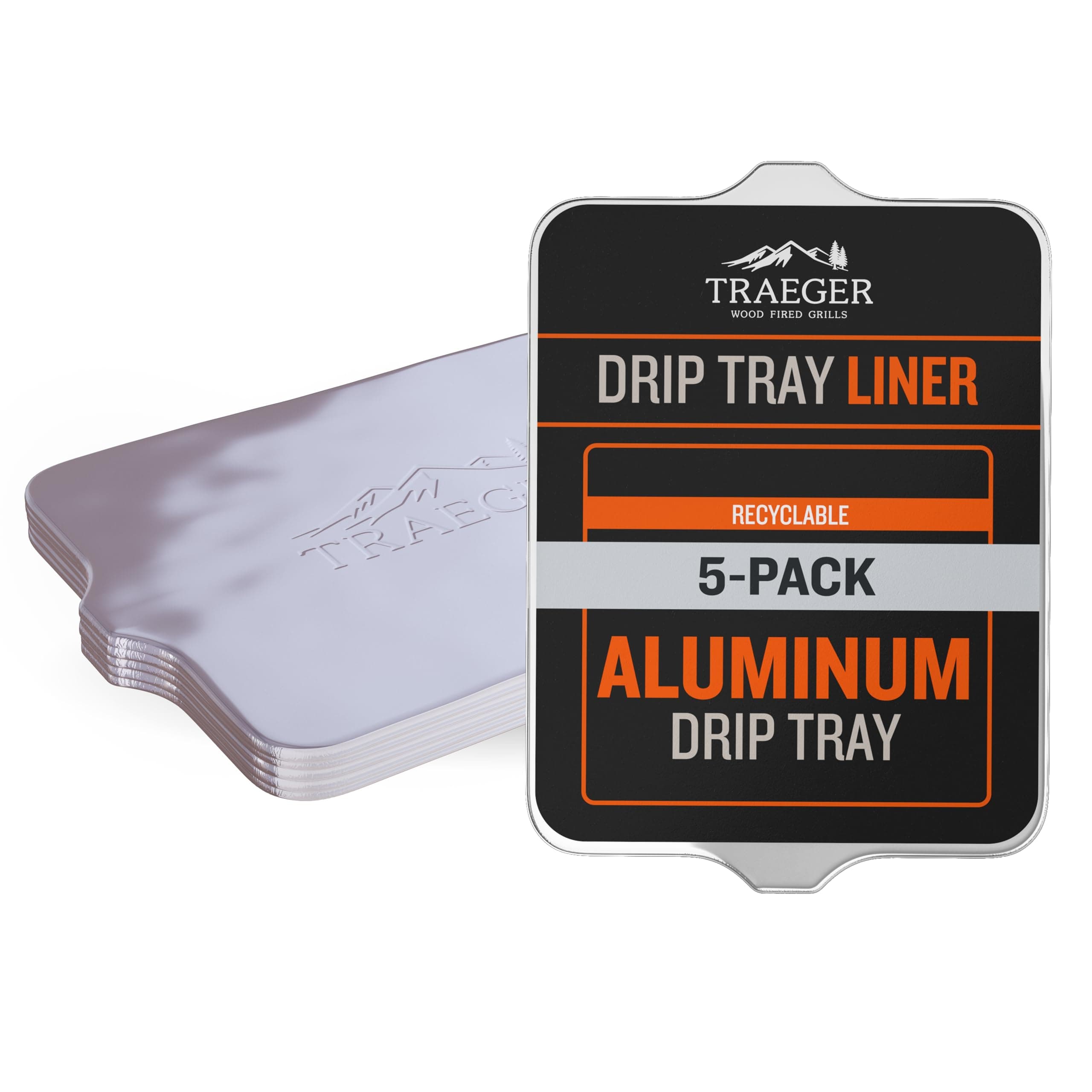 Traeger BAC507 Liner 5 Pack-PRO 575/PRO22 Grill Drip Tray, Set of 5 Disposable Aluminum Wood-Fired Cooking, Silver