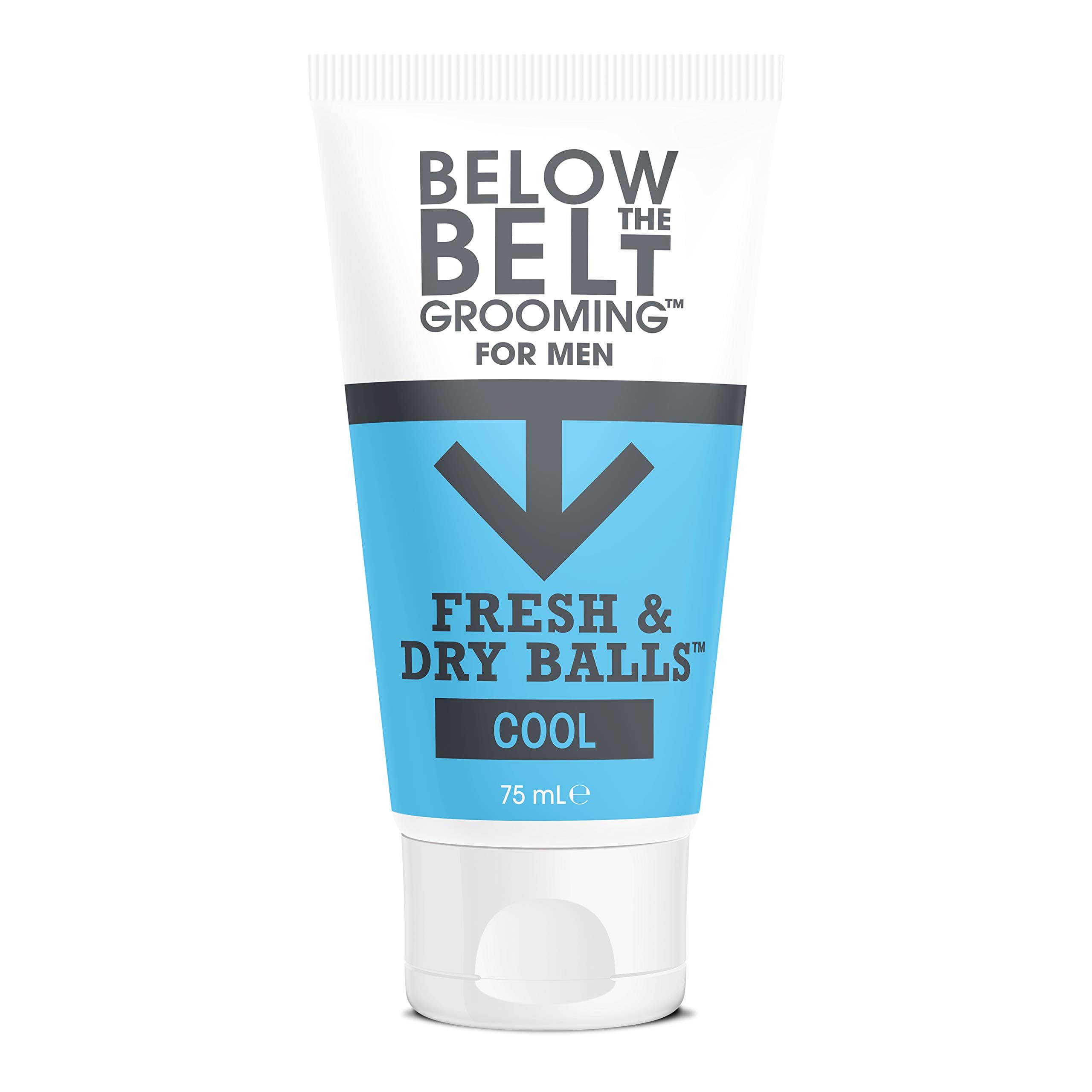 Below The Belt Grooming Cream, Gel Fresh & Dry Balls Cool Balls - Intimate Deodorant For Men - Protects Against Sweat, Odour And Chafing - Cool Mint Fragrance 75Ml