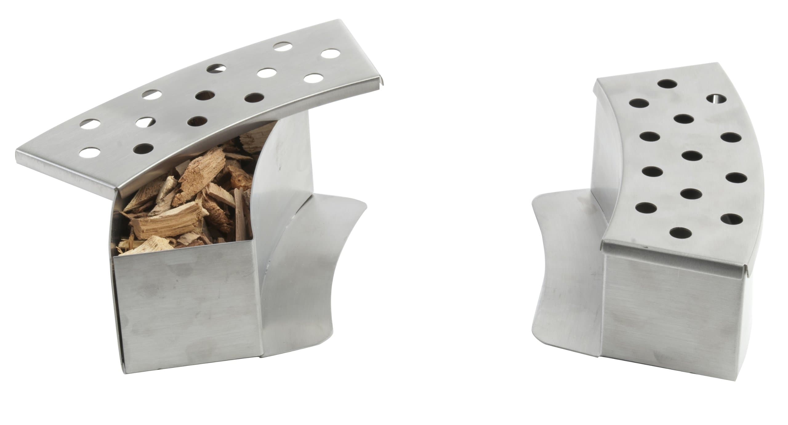 Pizzacraft PC0411 Stainless Steel Curved Smoker Box Set, 2-Piece