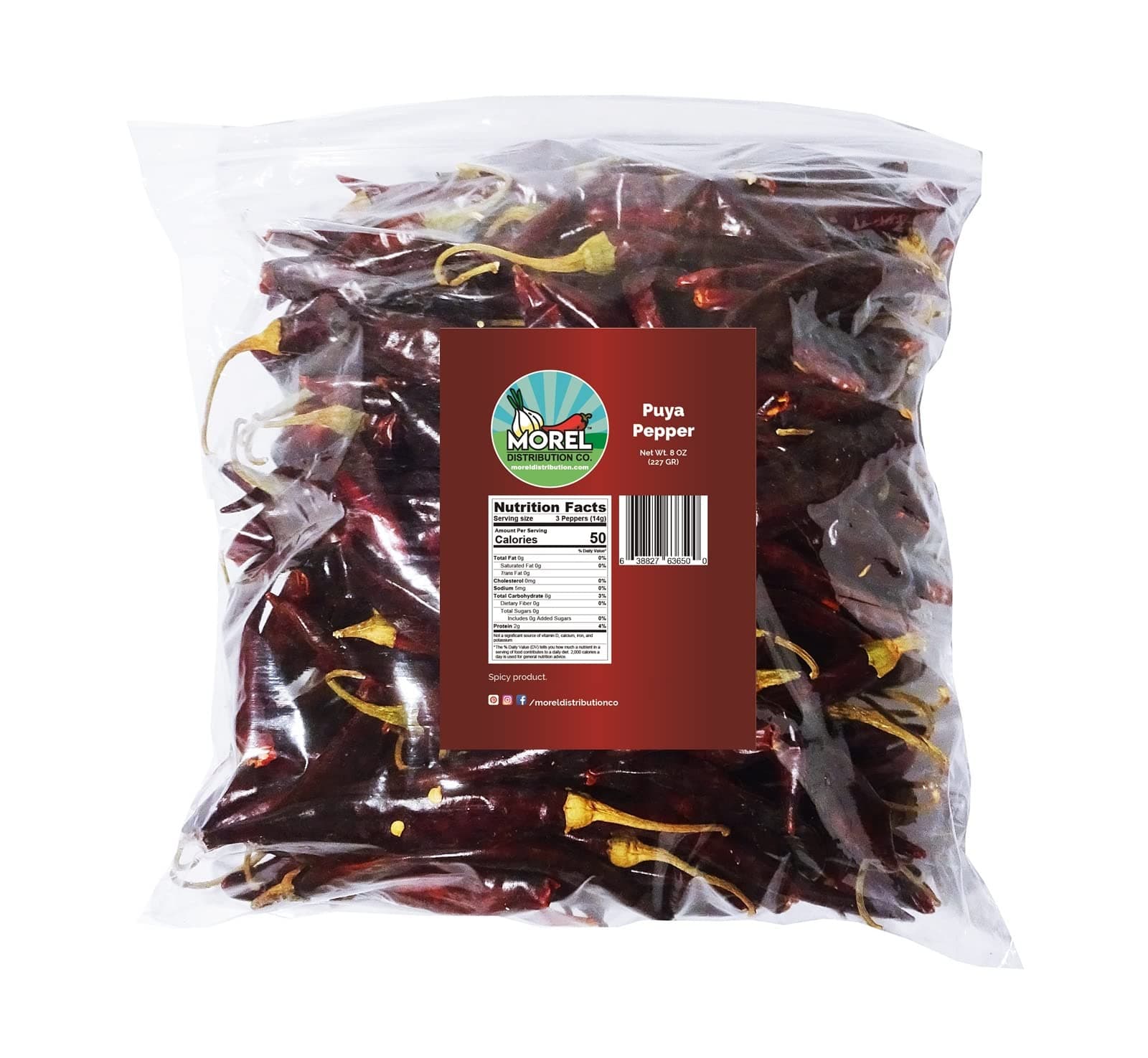 Dried Chile Puya Peppers/Weights: 4 Oz, 8 Oz, 1 Lb, 2 Lbs, 5 Lbs, and 10 Lbs (8 oz)