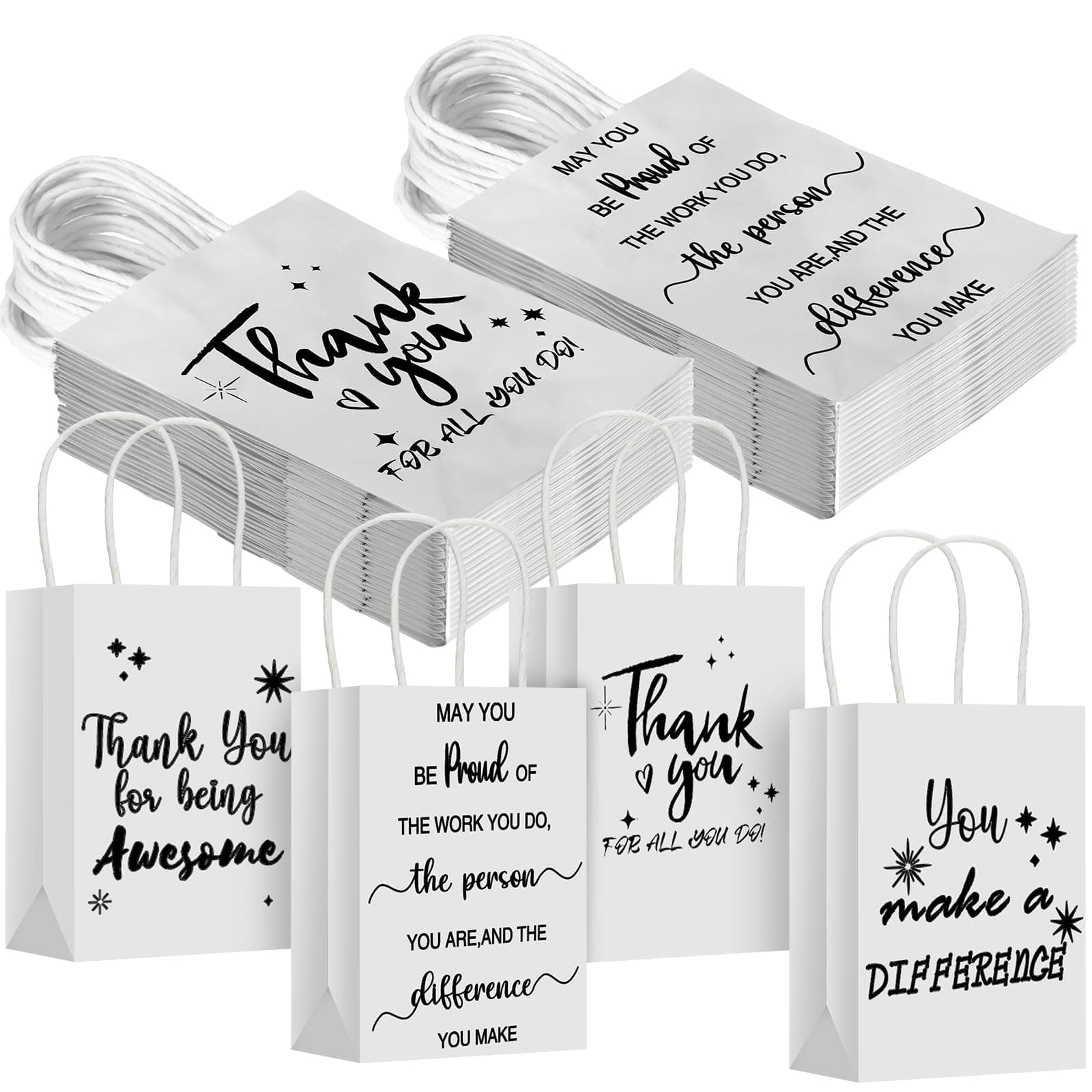 Gueevin40 Pcs Employee Appreciation Bulk Thank You Gifts Paper Bags for Employee Pastor Coworker Social Worker Thank You Birthday Party Gift Team Appreciation Inspirational Gift(White)