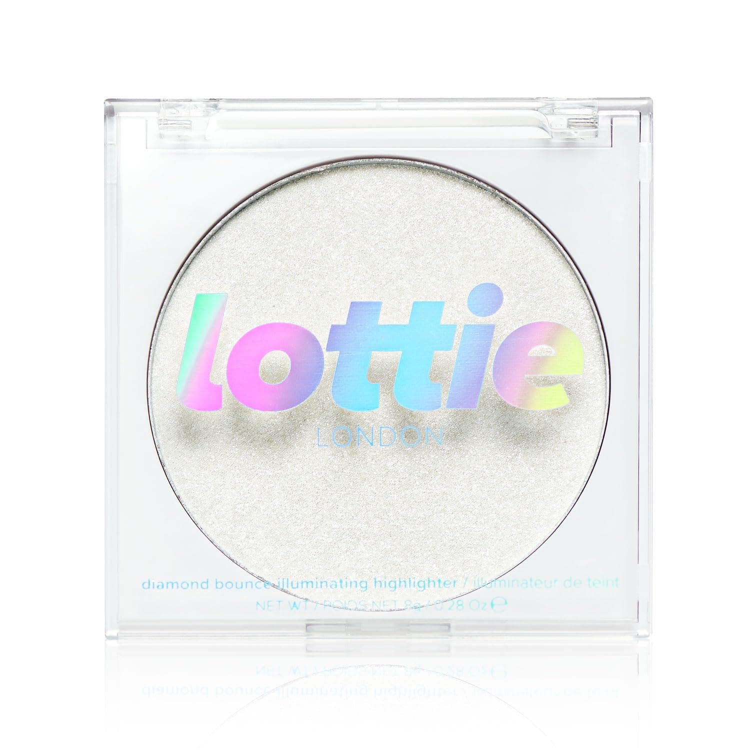 Lottie LONDON Diamond Bounce Highlighter - Silver - Vegan Highlighter - Enhance & Define your skin with Luminous Glow - 8g