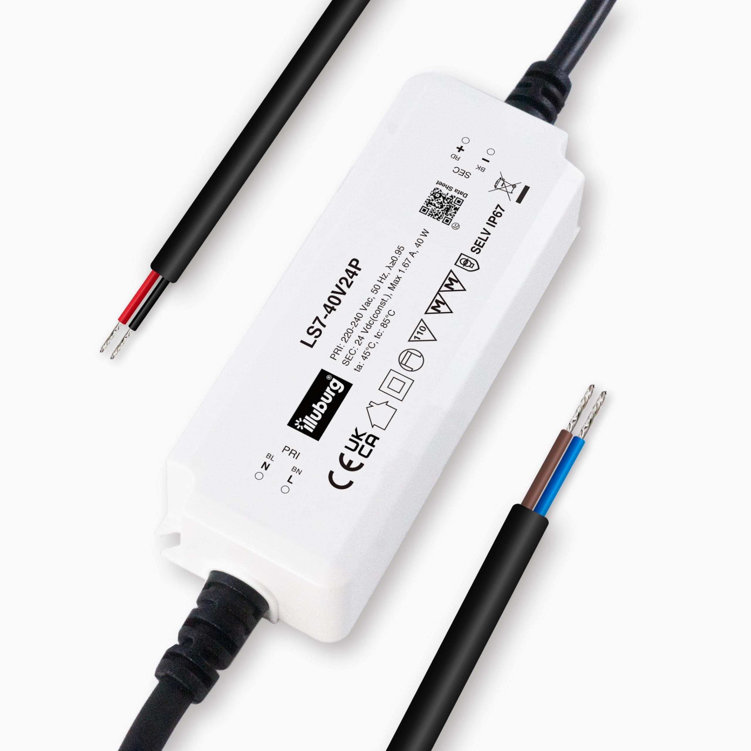 LED Driver 24V 40W Waterproof IP67 Flickerfree for LED Strip Light Power Supply Transformer