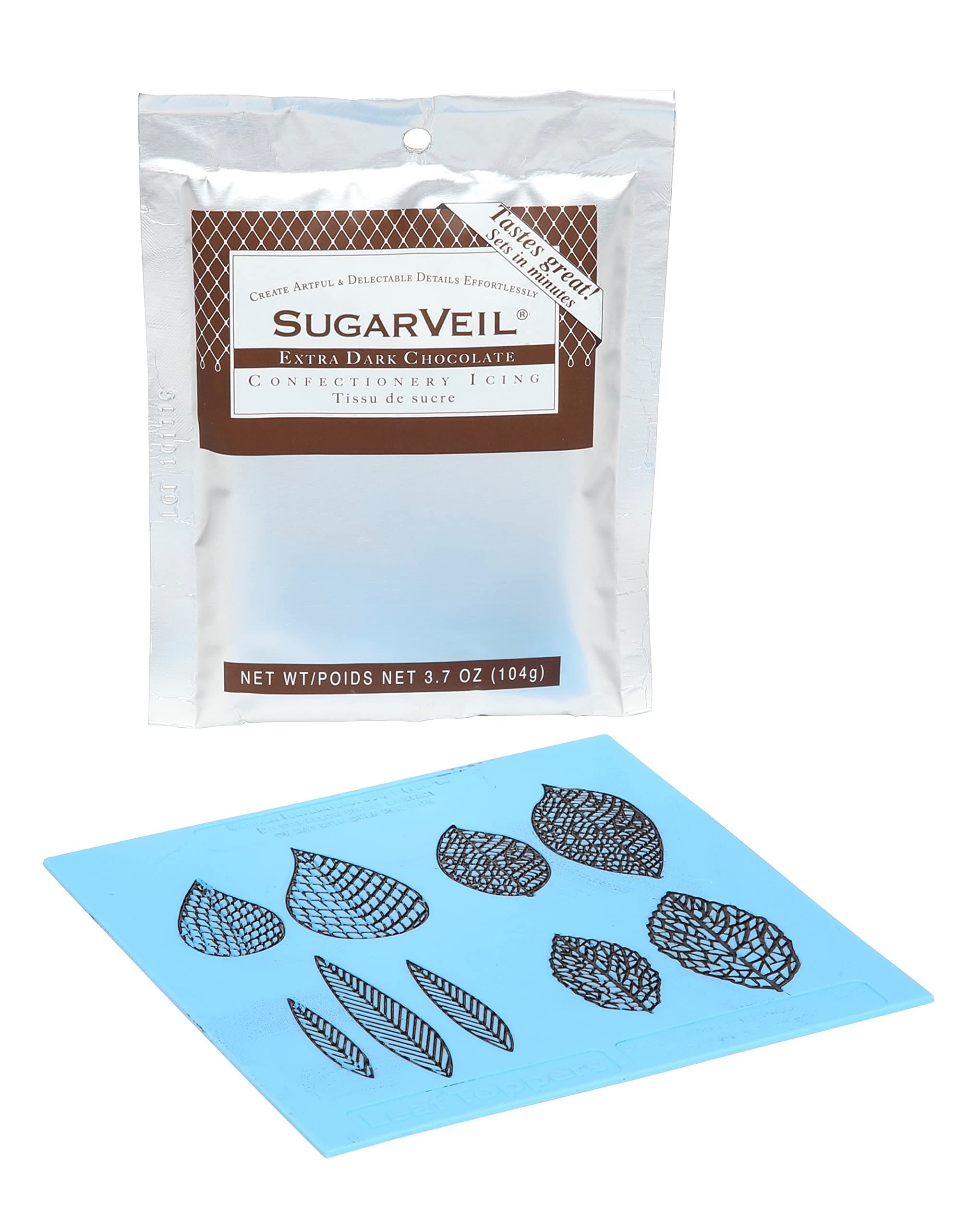 SugarVeilLeaf Topper Mat with Chocolate SugarVeil Icing