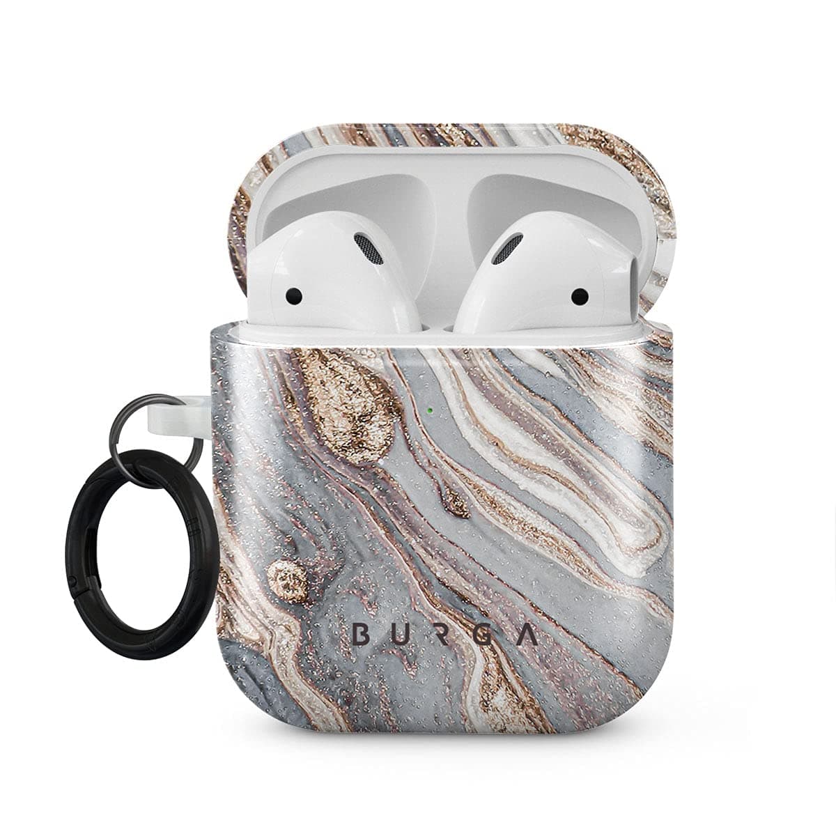 Airpod Hardcase Compatible with Apple Airpods 2 & 1 Charging Case, Grey & Gold Shades Marble Nude Natural Brown Sand Cute for Girls, Protective Hard Plastic Case