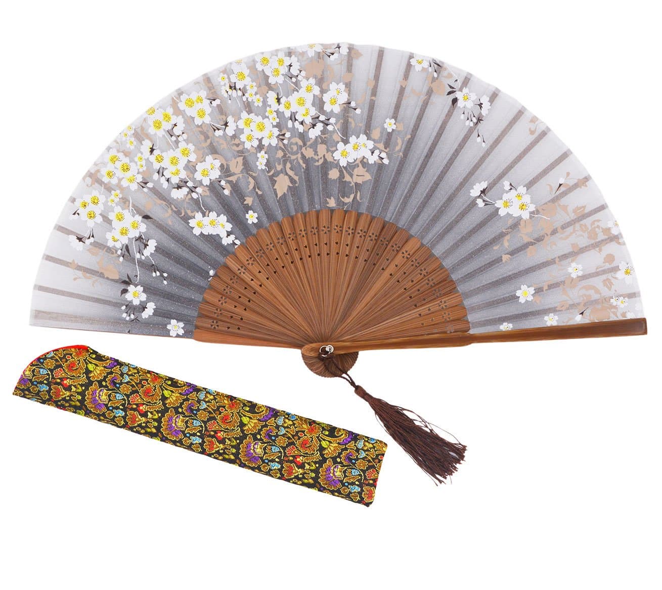 meifan Chinese/Japanese Handmade Handheld Folding Fan (Gray-A)