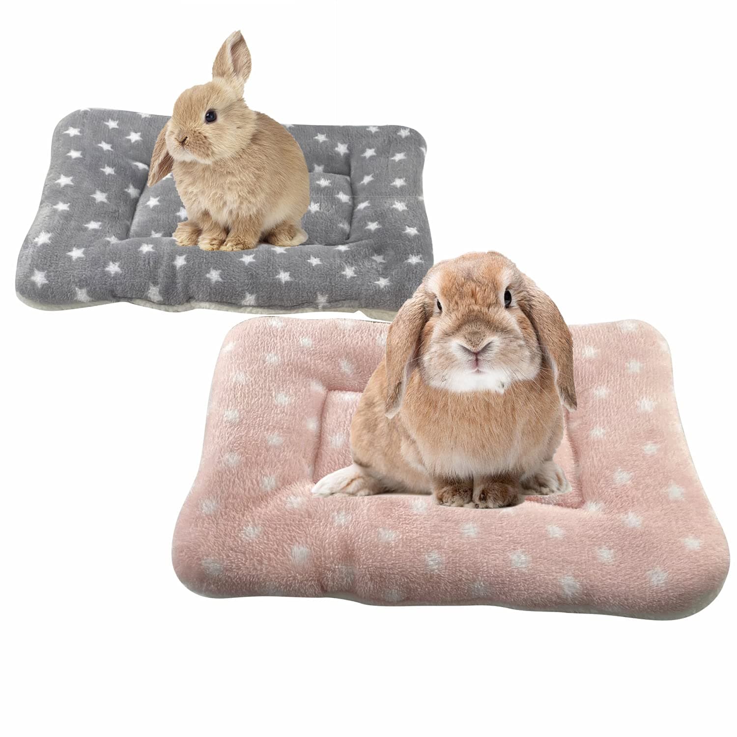 Small Animal Plush Bed, Bunny Bed, for Bunny, Squirrel, Hedgehog, Pink and Gray 2Pcs.